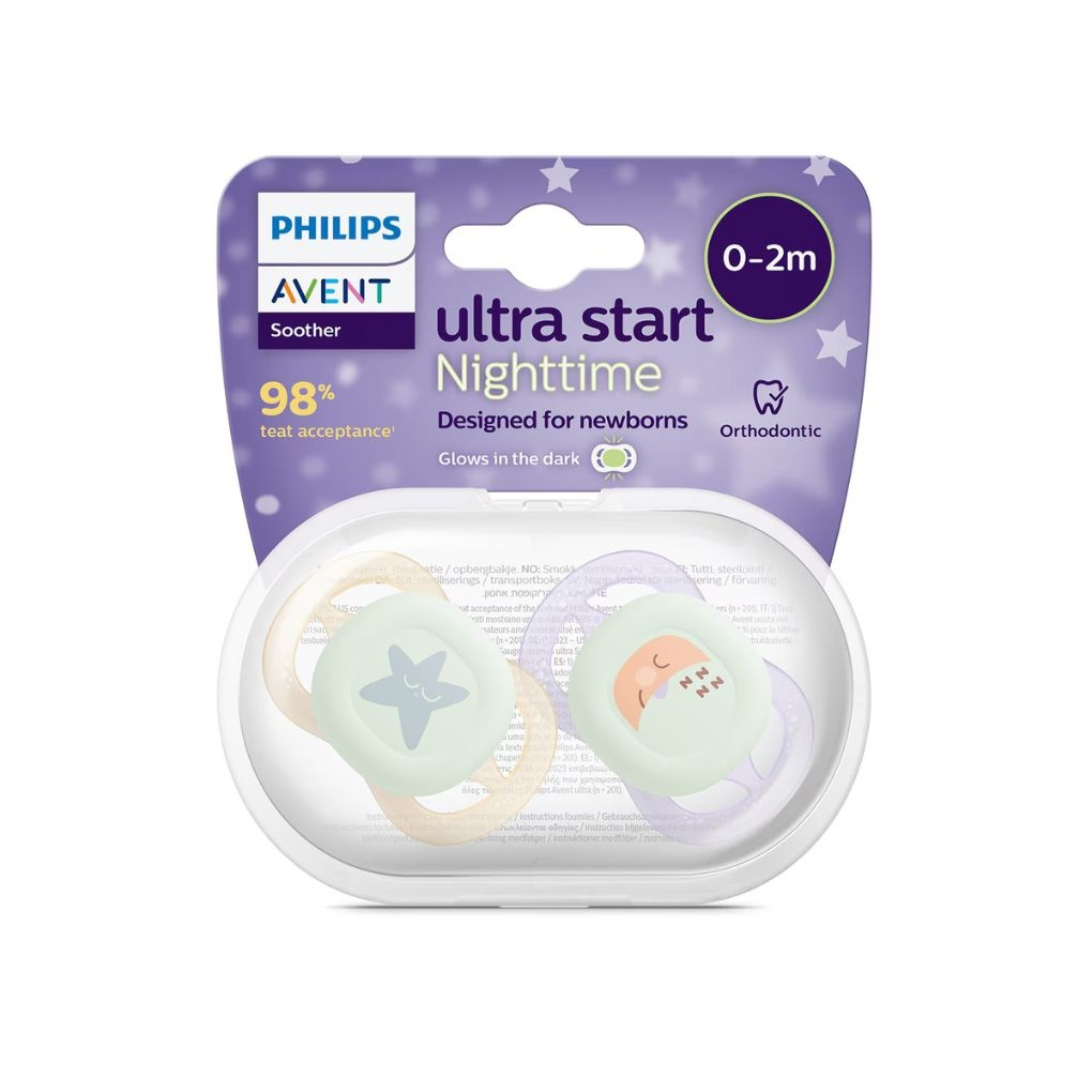 Avent Ultra Start Soother - Night time Glow 0-6 Months 2 pack - Image 1