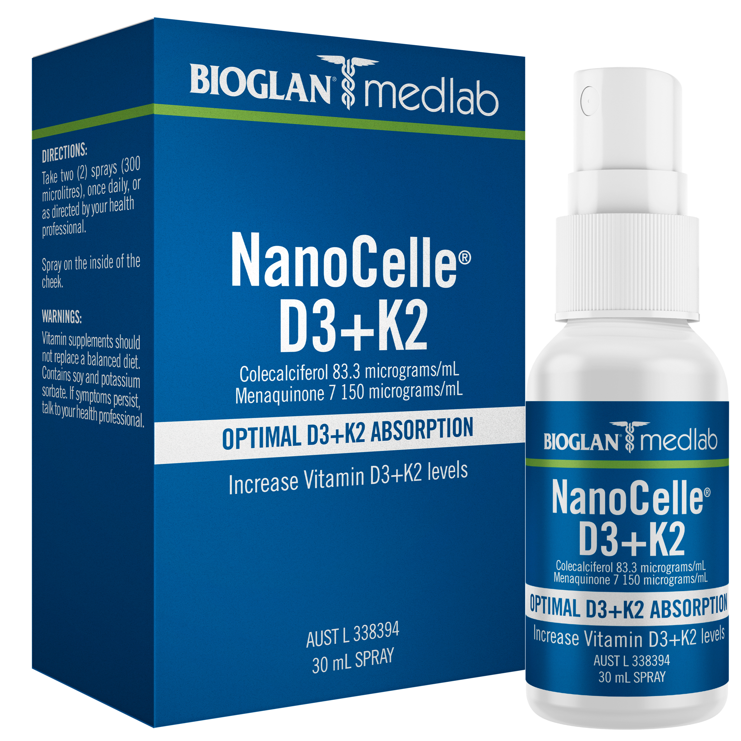 Bioglan Medlab NanoCelle D3 + K2 - 30ml - Image 1