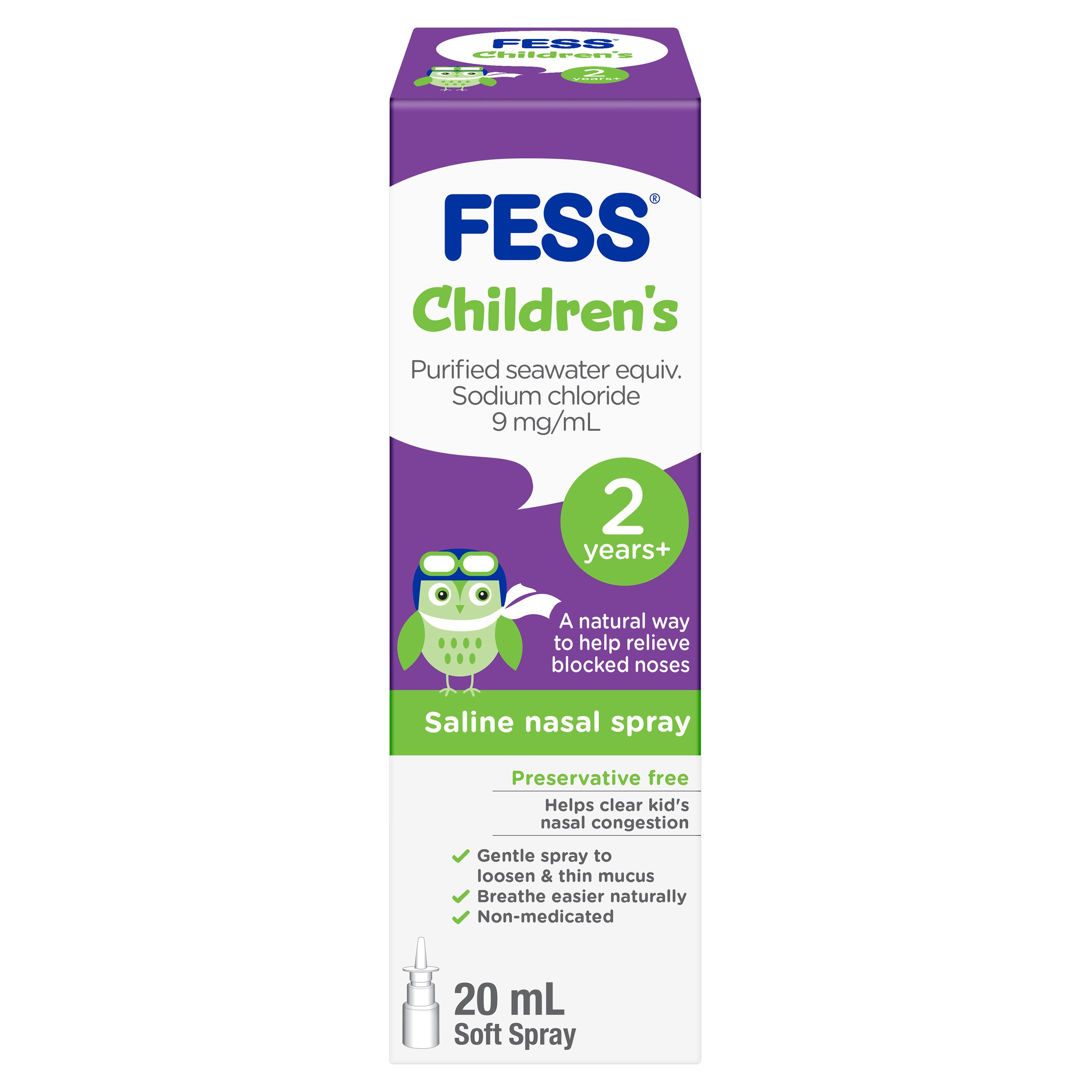 Fess Children's Nasal Saline Spray 2 Years+ 20ml - Image 1