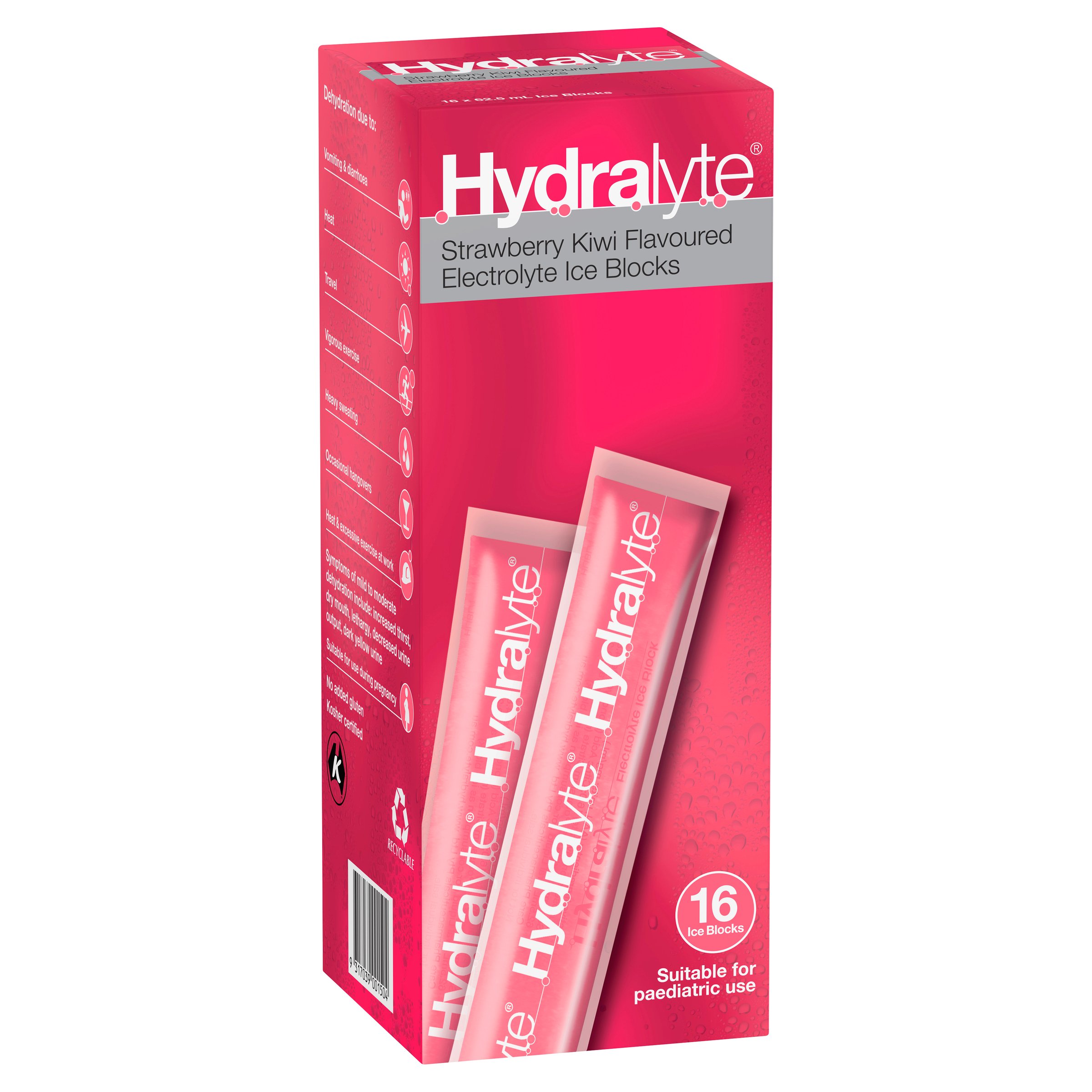 Hydralyte Electrolyte Ice Blocks Strawberry Kiwi Flavoured 62.5ml - 16 pack - Image 7