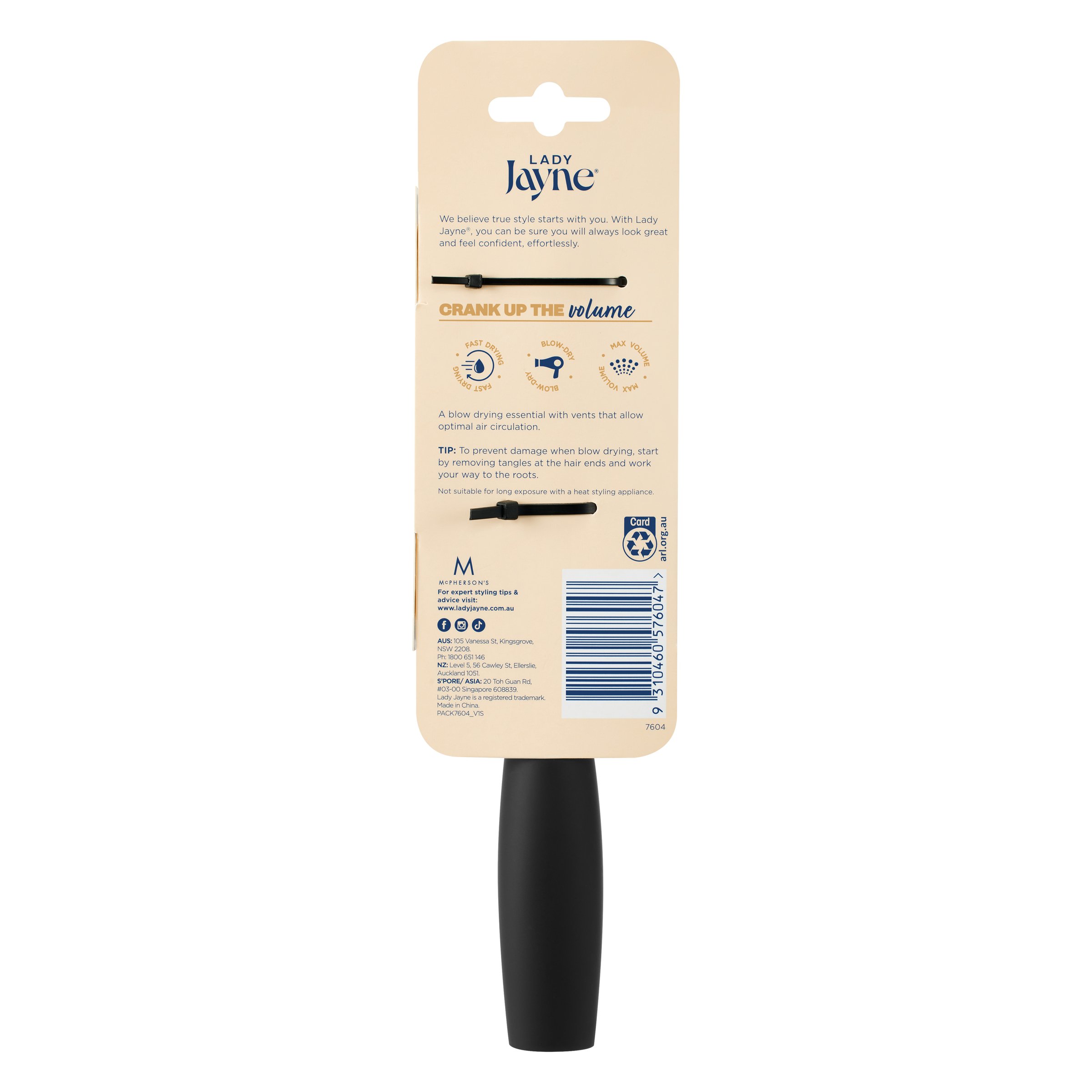 Lady Jayne Brush Vent Plastic Bristles Large 1 each - Image 2
