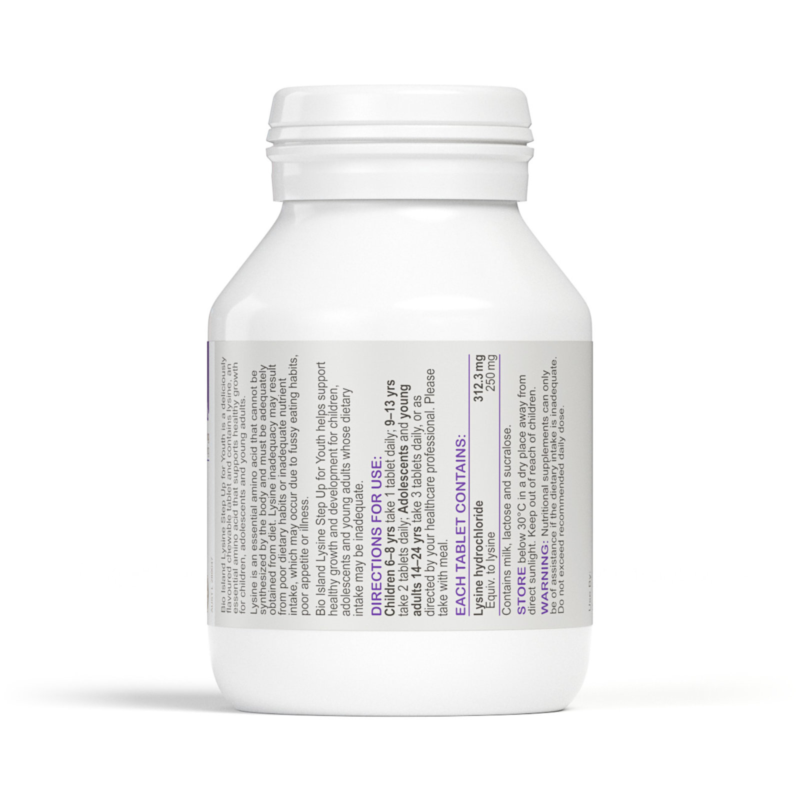 Bio Island Lysine Step Up for Youth 60 chewable tablets - Image 3