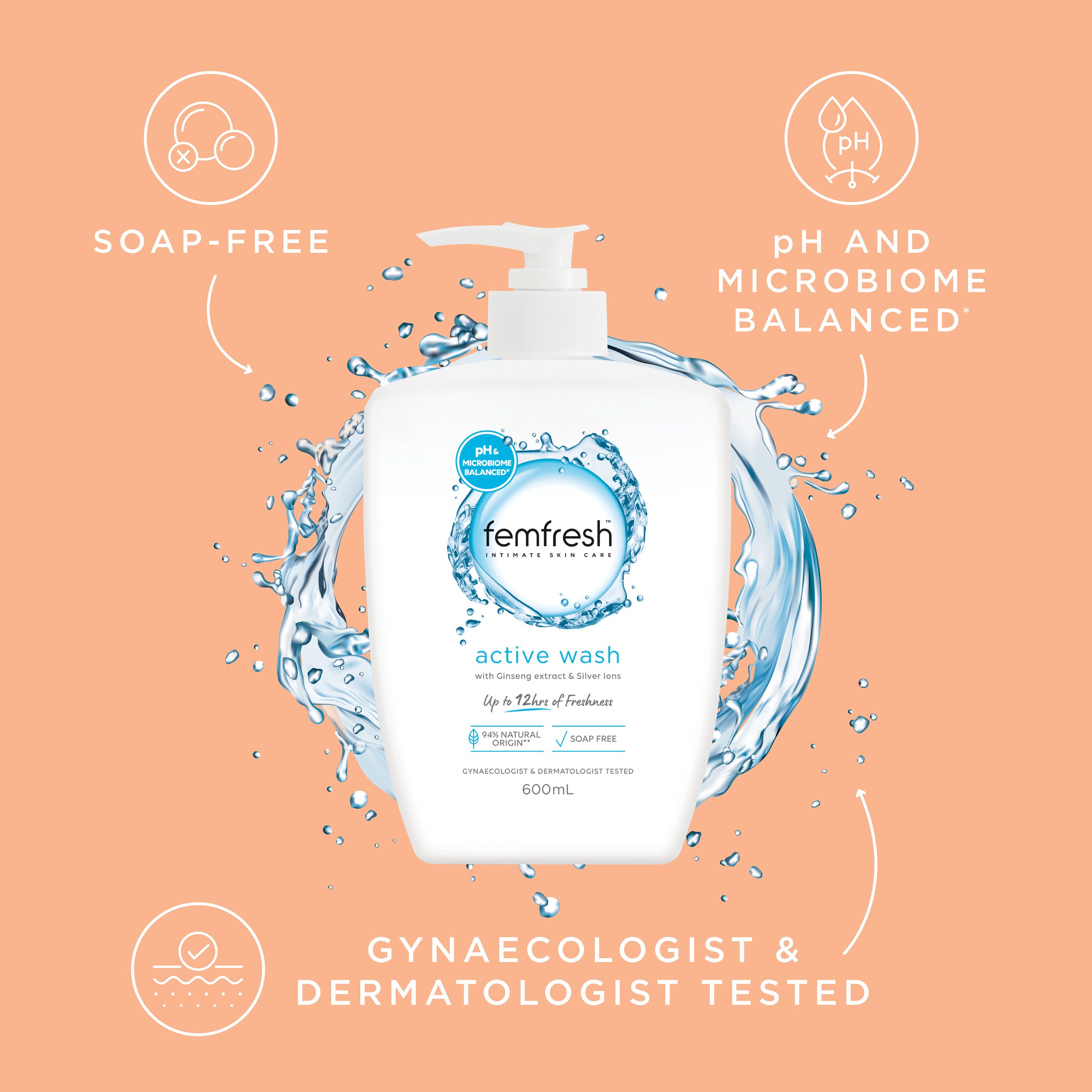 Femfresh Wash Active 600ml - Image 8