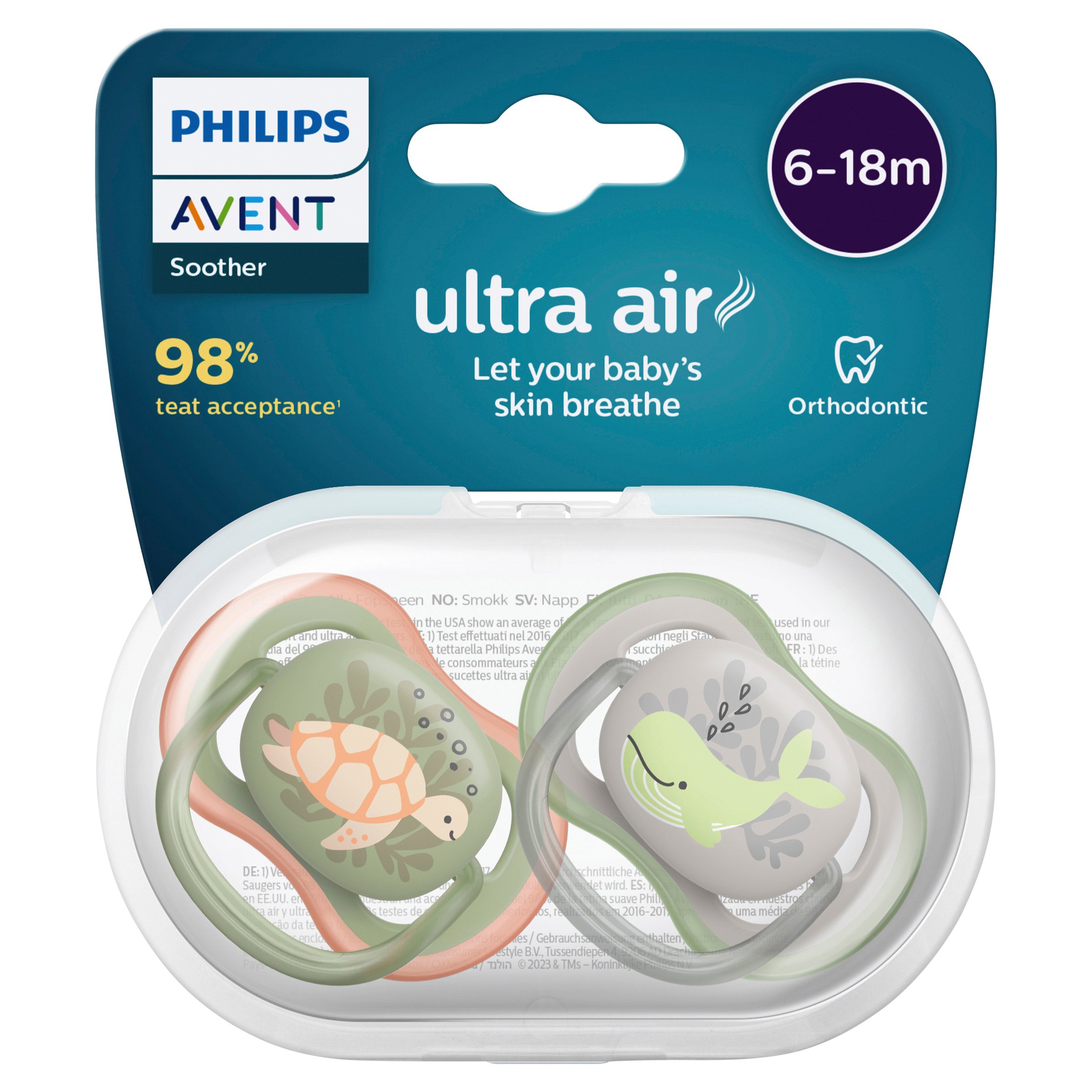 Avent Ultra Air Soother 6-18 Months Deco Mixed 2 pack - Image 1