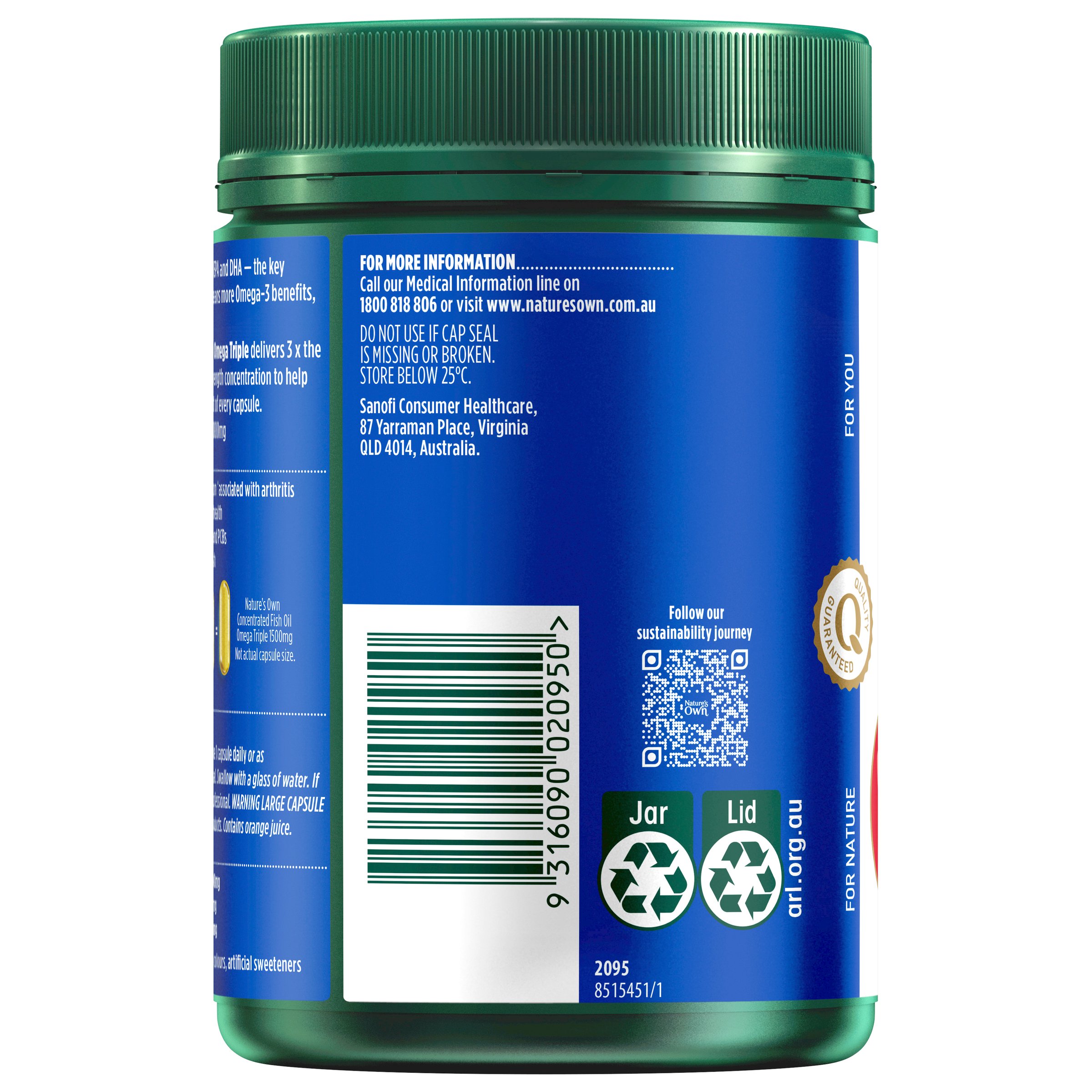 Nature's Own Concentrated Omega Triple 180 soft gel capsules - Image 3