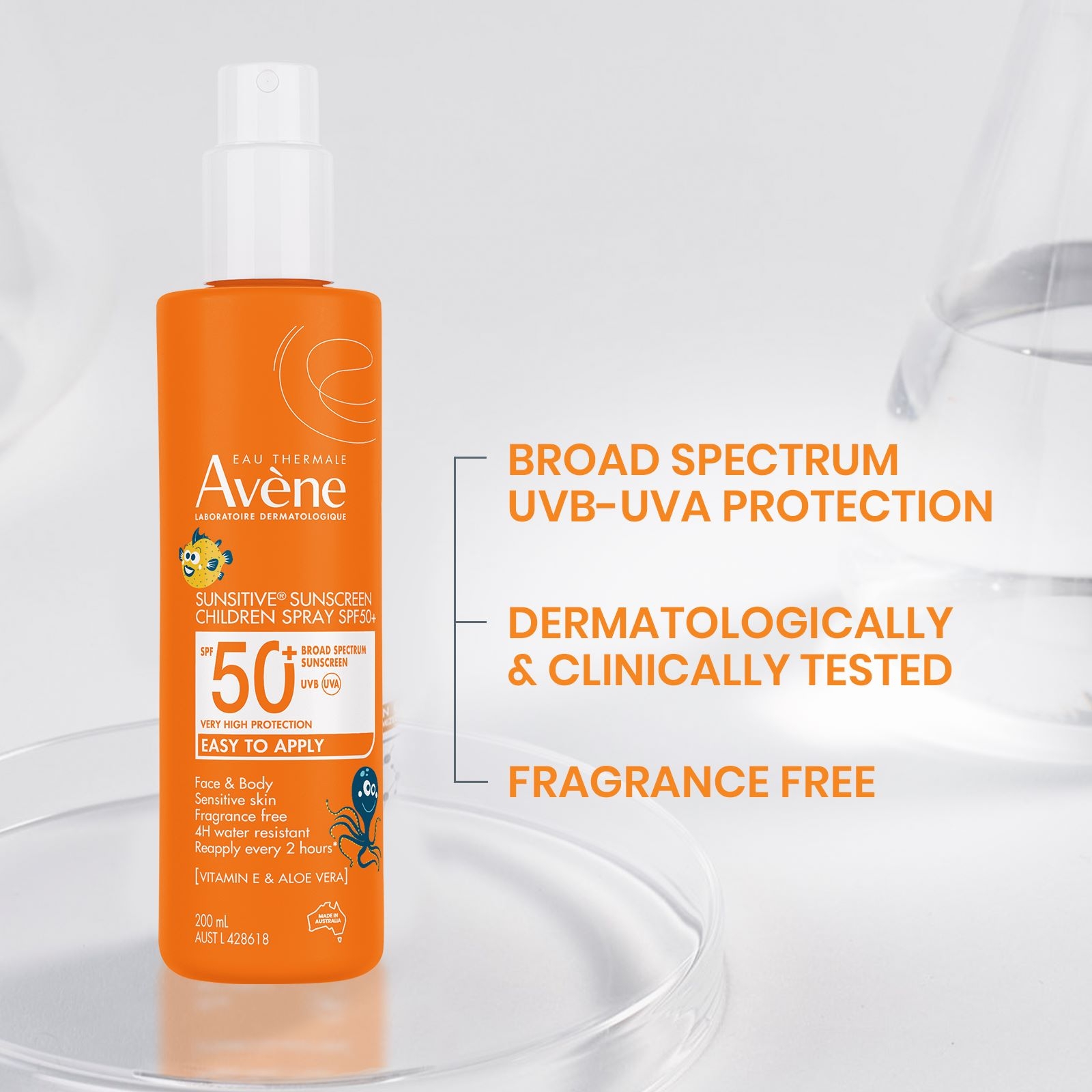 Avene Sunsitive Sunscreen Children Spray SPF 50+ 200ml - Image 2