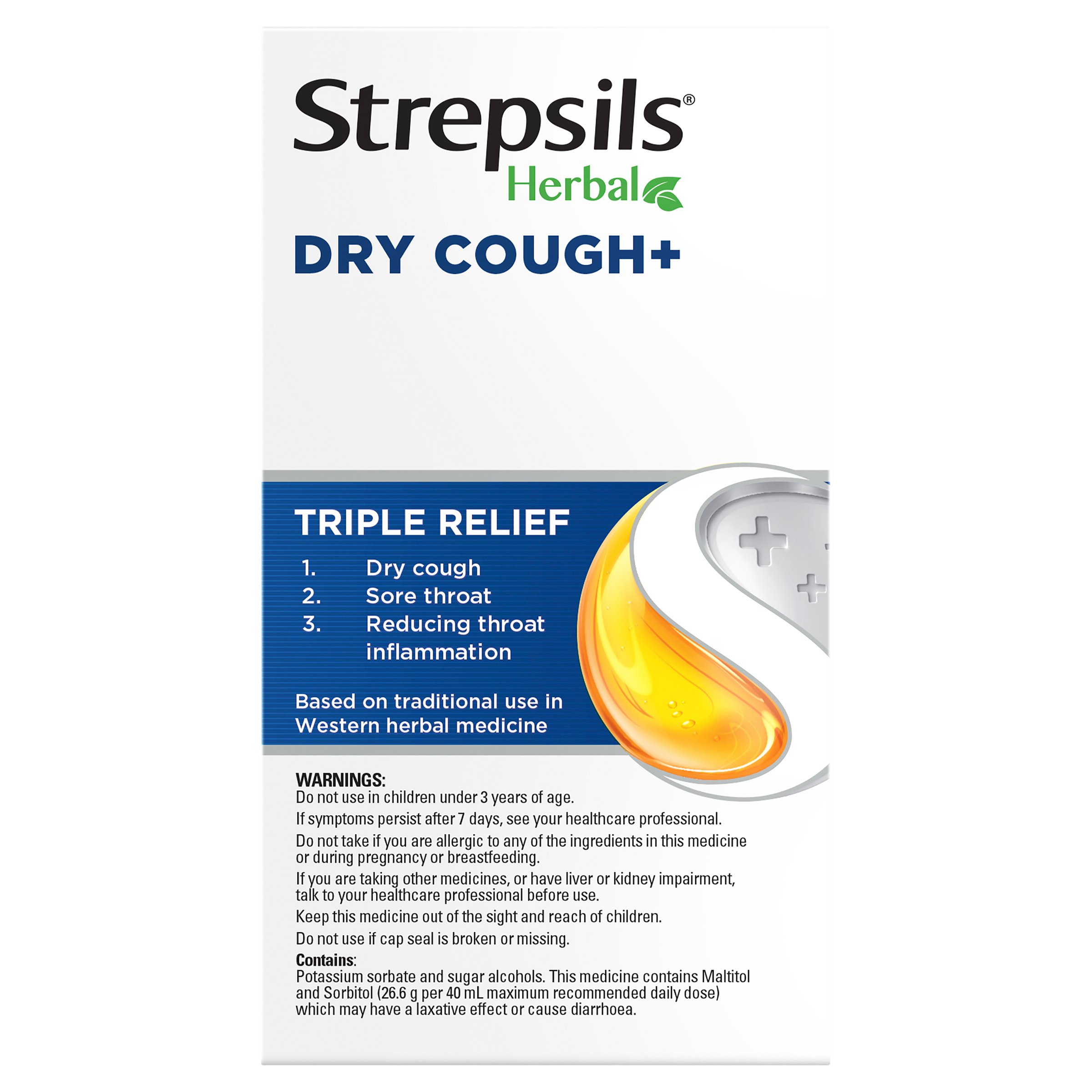 Strepsils Herbal Dry Cough+ Liquid 200ml - Image 2