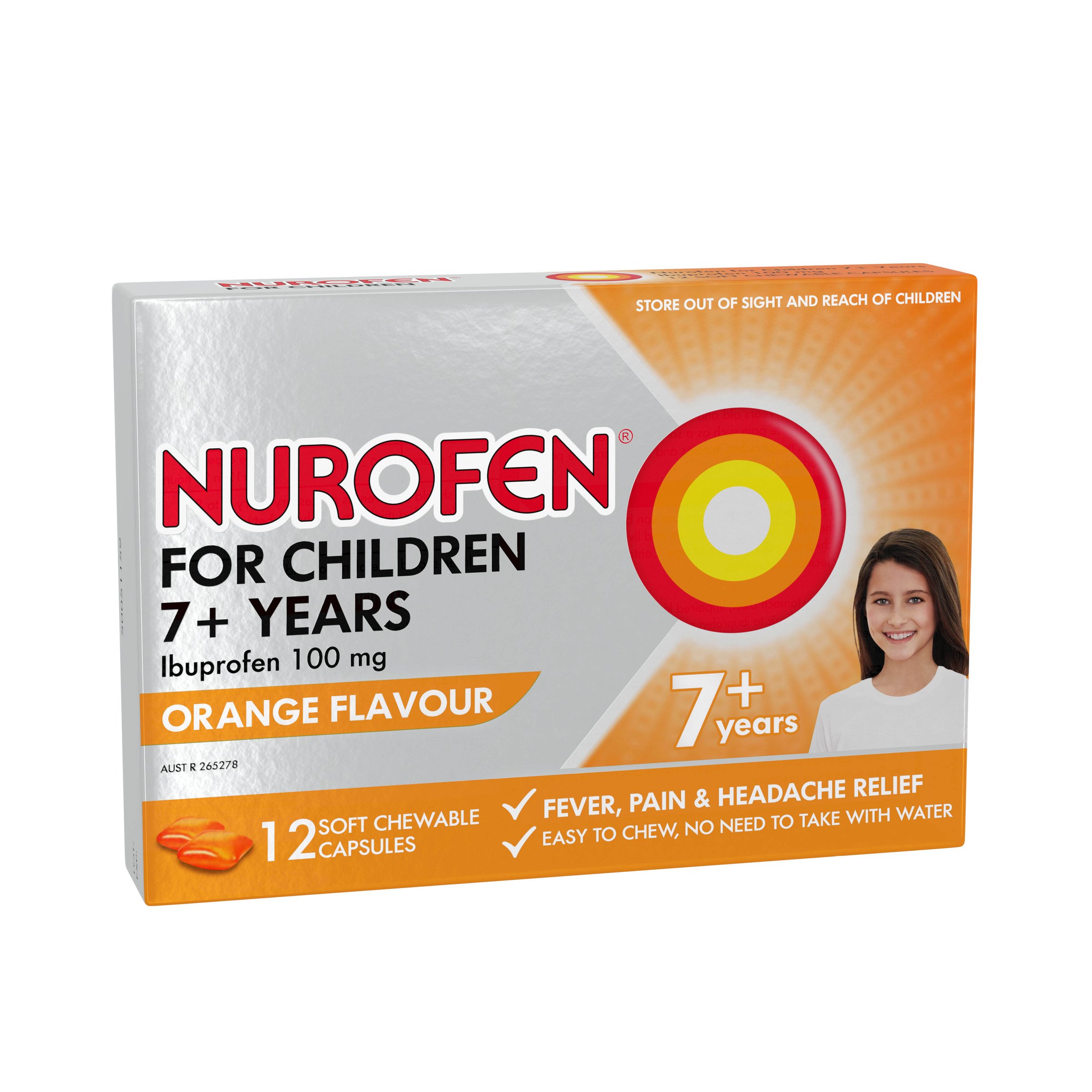 Nurofen For Children 7+ Years Orange 100mg 12 chewable capsules - Image 7