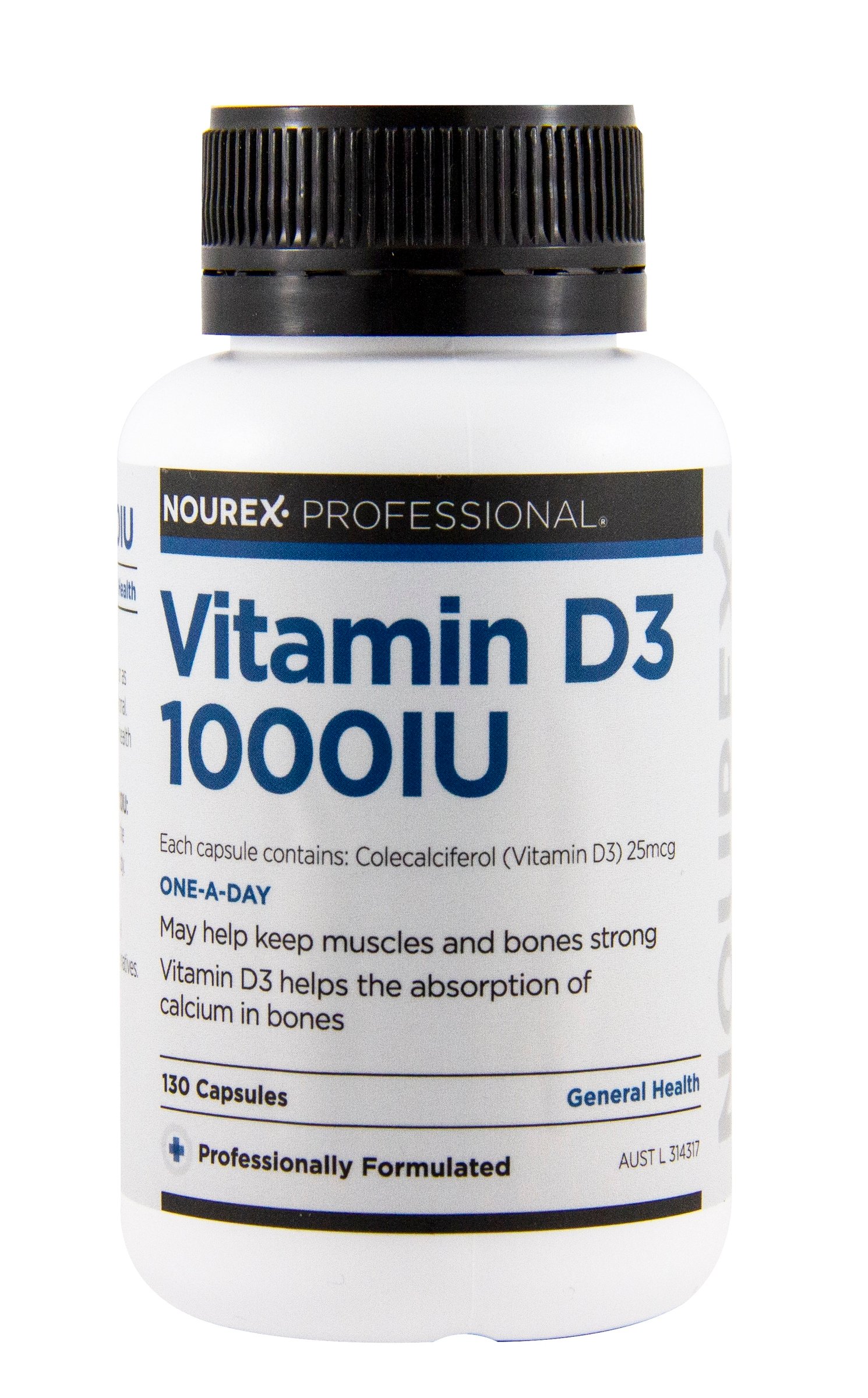 Nourex Professional Vitamin D3 1000IU - 130 capsules - Image 1