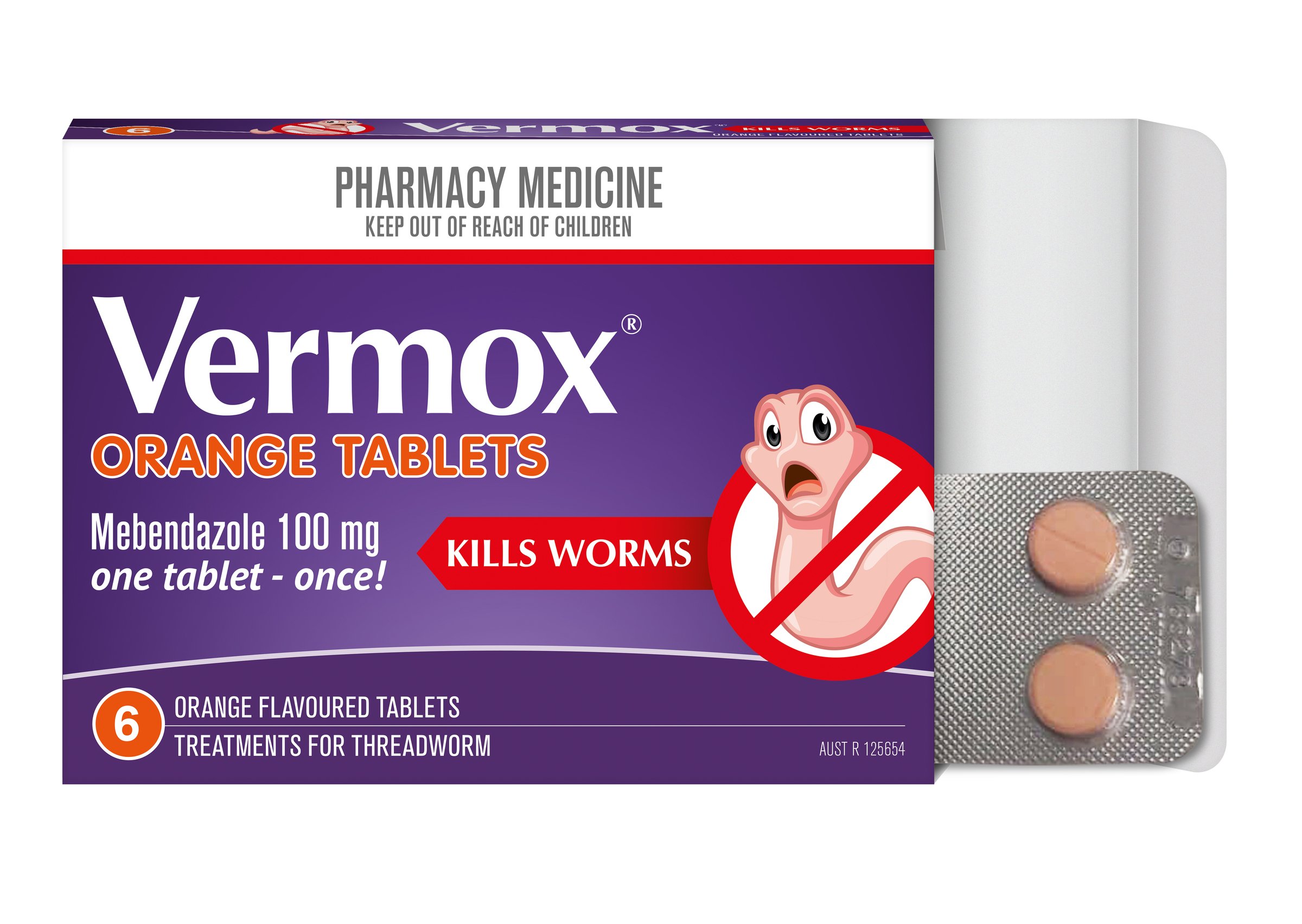 Vermox Treatment For Threadworm Orange Flavoured 6 Tablets - Image 3
