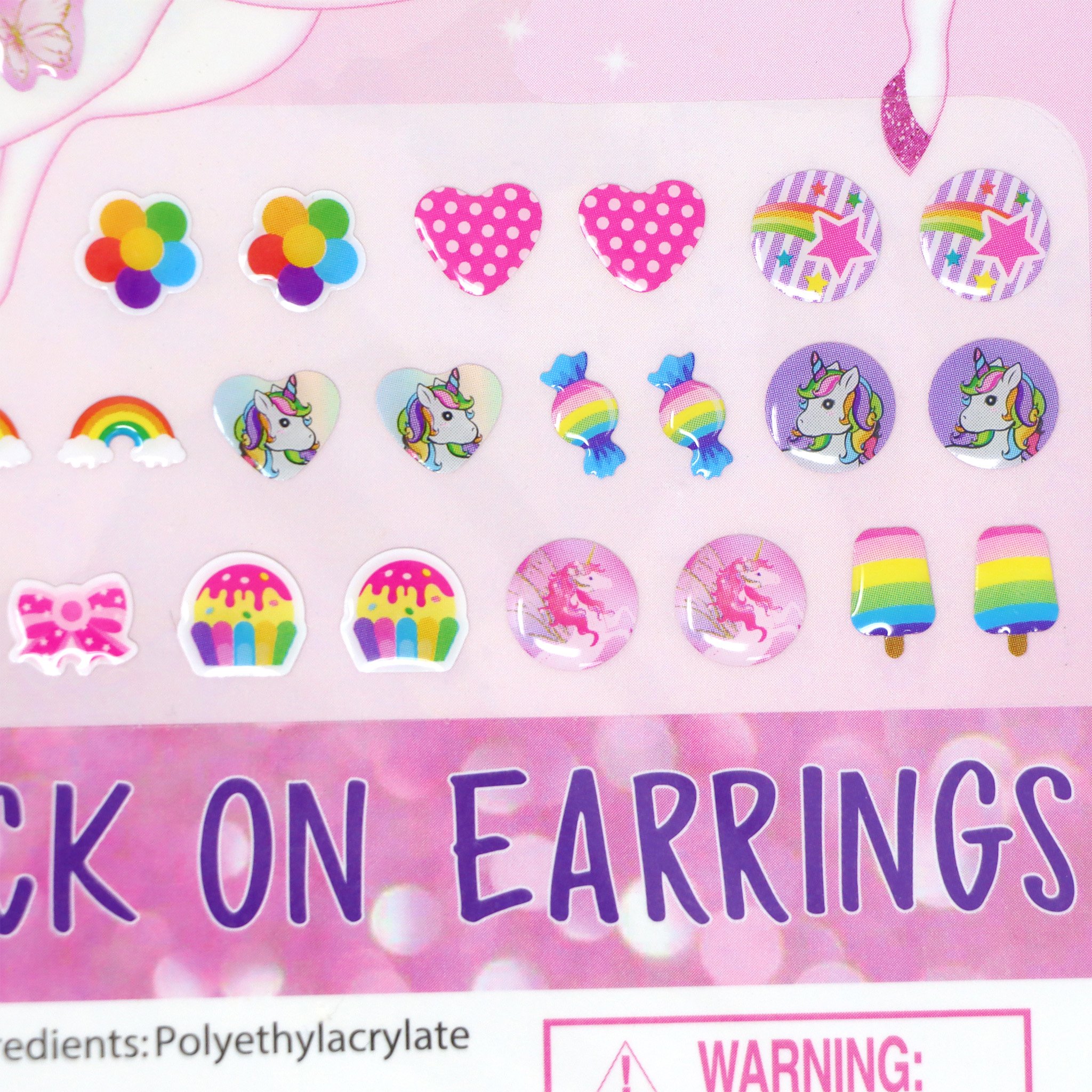 Pink Poppy Unicorn Princess Stick On Earrings 20 pairs - Image 2