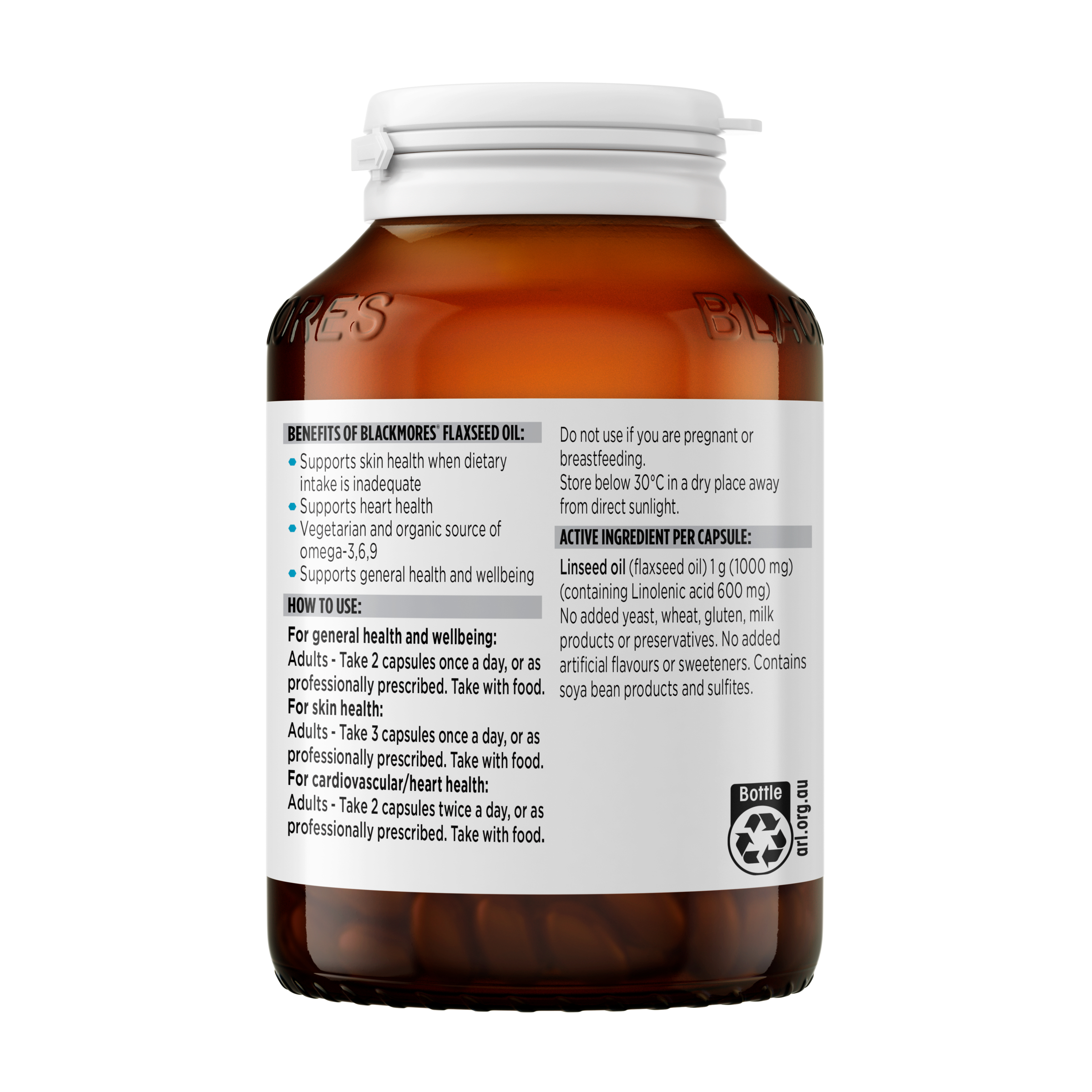 Blackmores Flaxseed Oil 1000mg - 100 capsules - Image 3