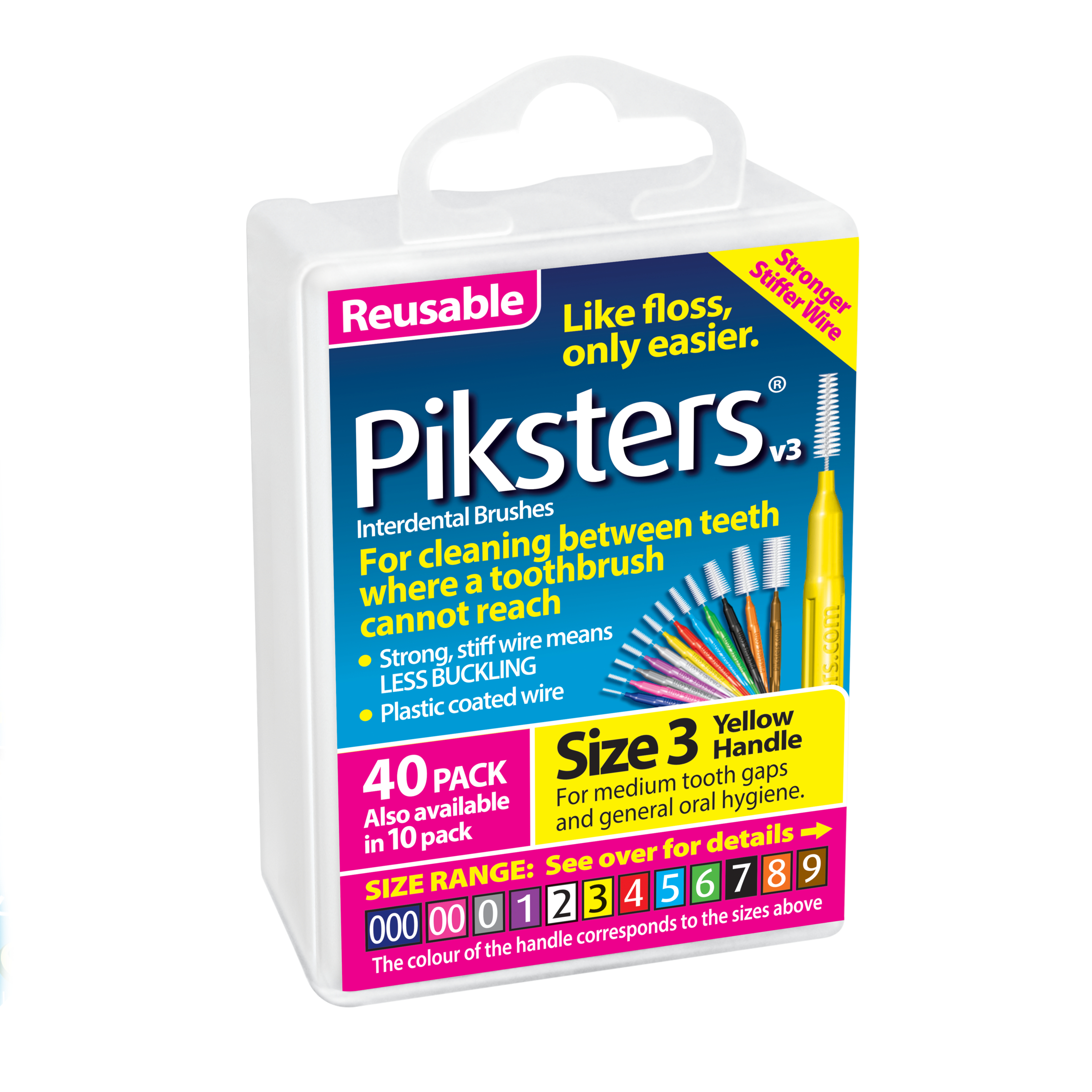 Piksters Interdental Brush Size 3 Yellow 40 pack - Image 6