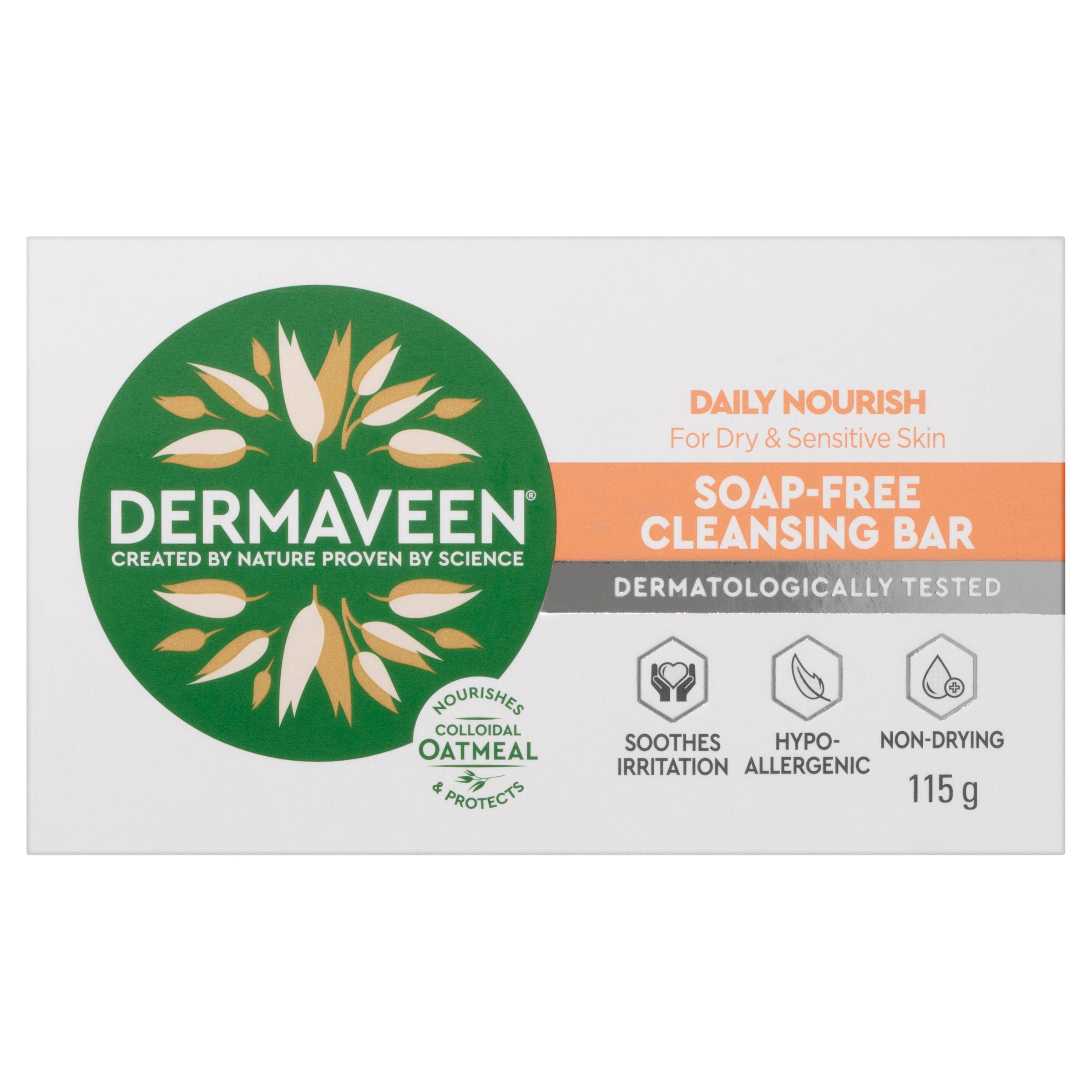DermaVeen Daily Nourish Soap Free Cleansing Bar 115g - Image 1