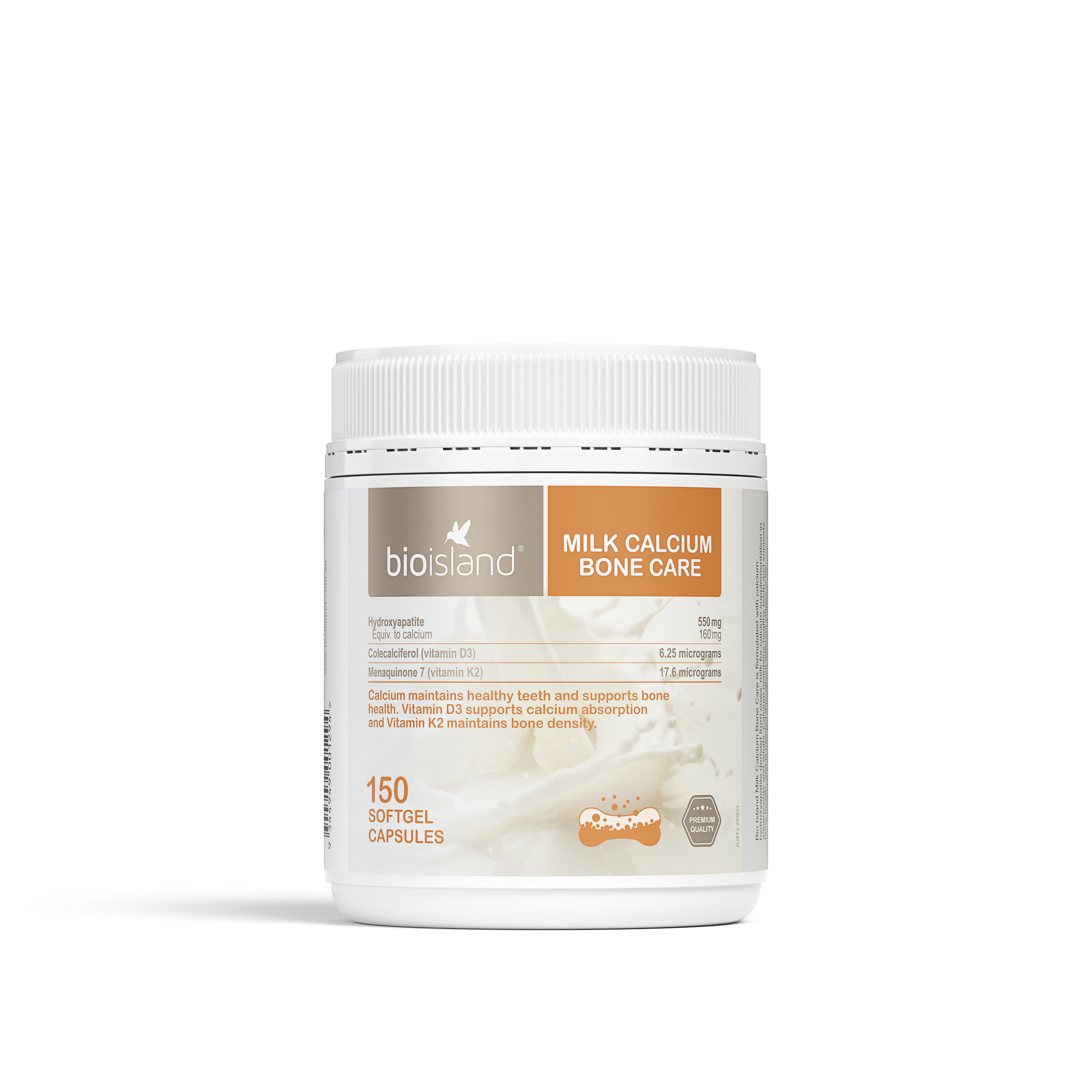 Bio Island Milk Calcium Bone Care 150 soft gel capsules - Image 1