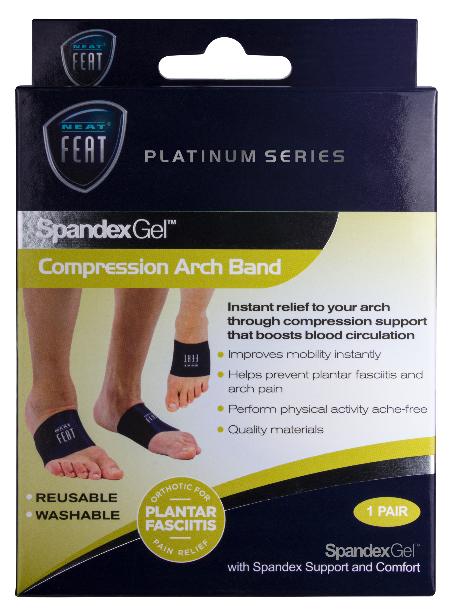 Neat Feat Spandex Gel Compression Arch Band Large 1 each