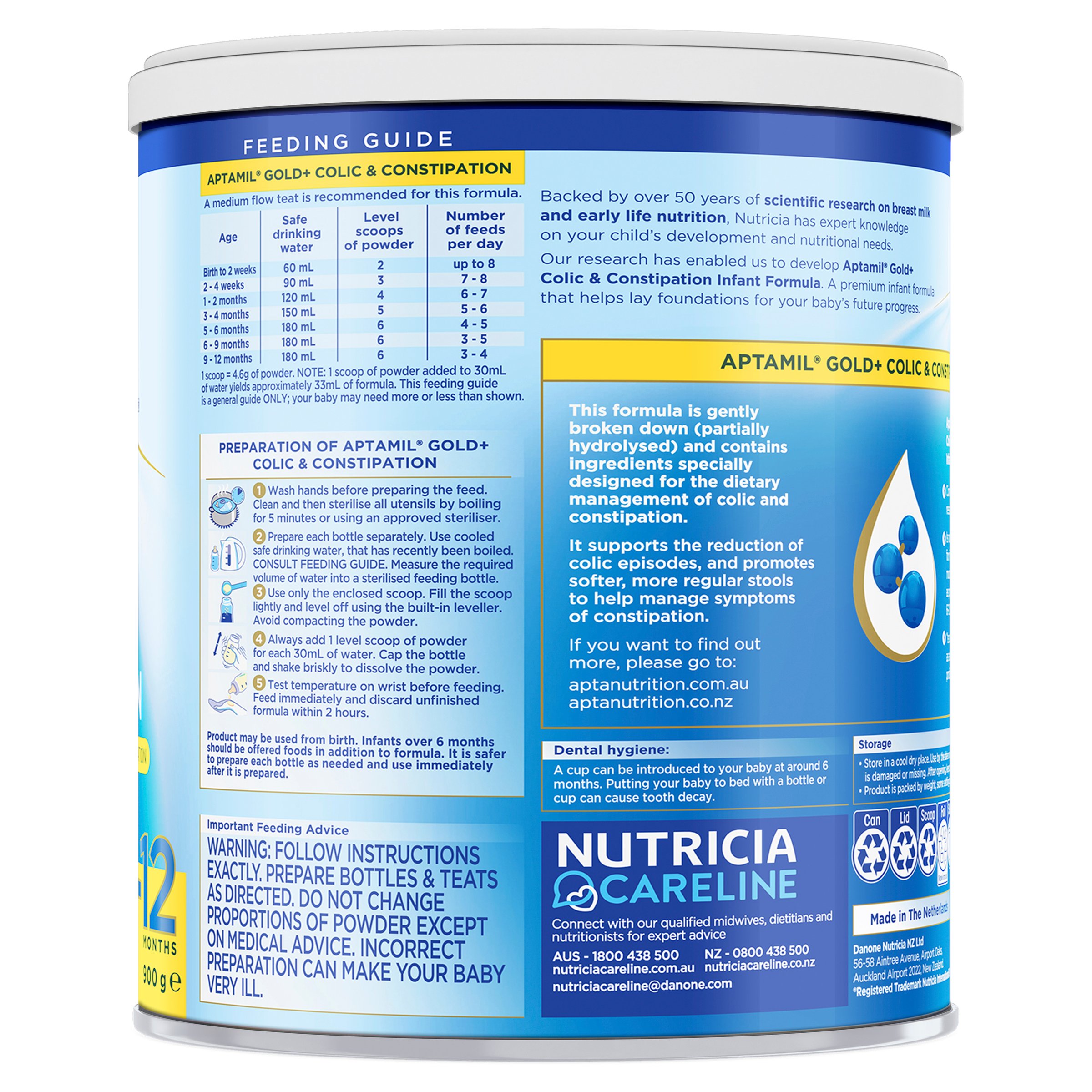 Aptamil Gold+ Colic&Constipation Baby Formula From 0 To 12 Months 900g - Image 4