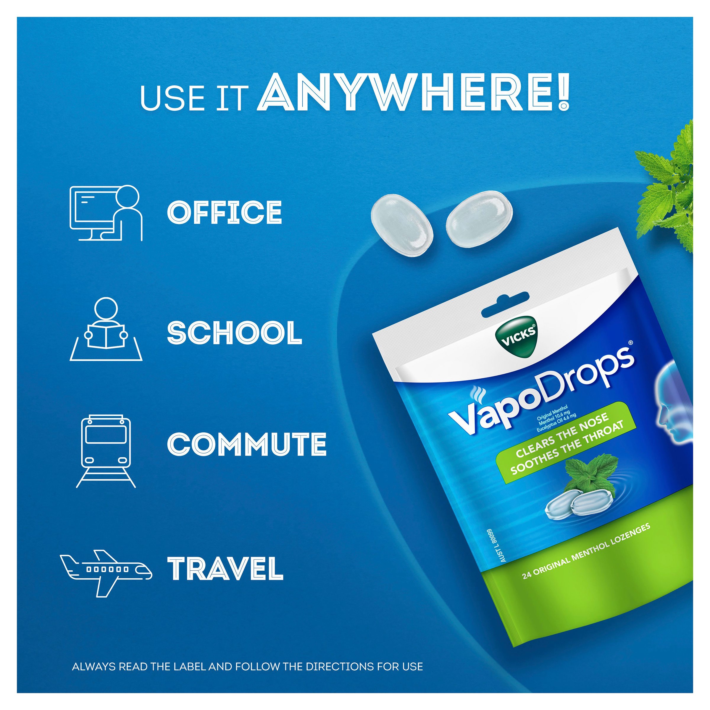 Vicks VapoDrops Original Menthol 24 lozenges - Image 5