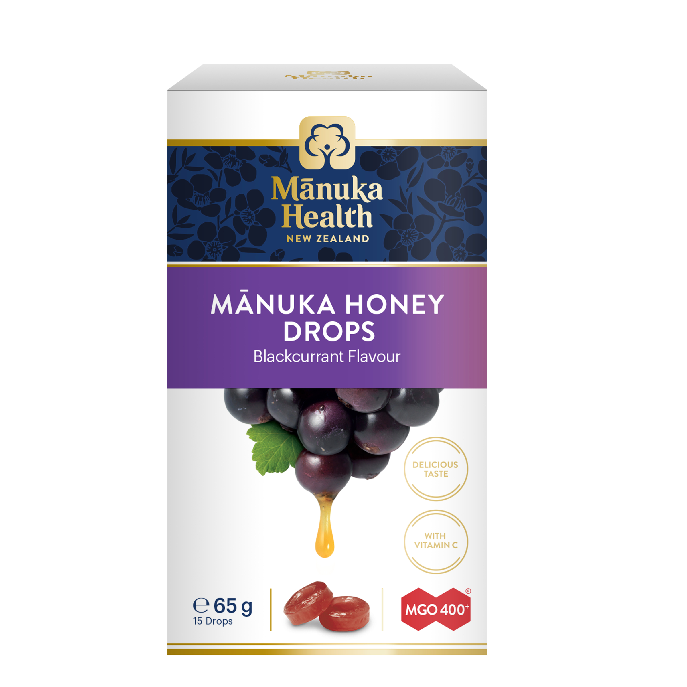 Manuka Health Honey Drops Blackcurrant 15 pack - Image 1