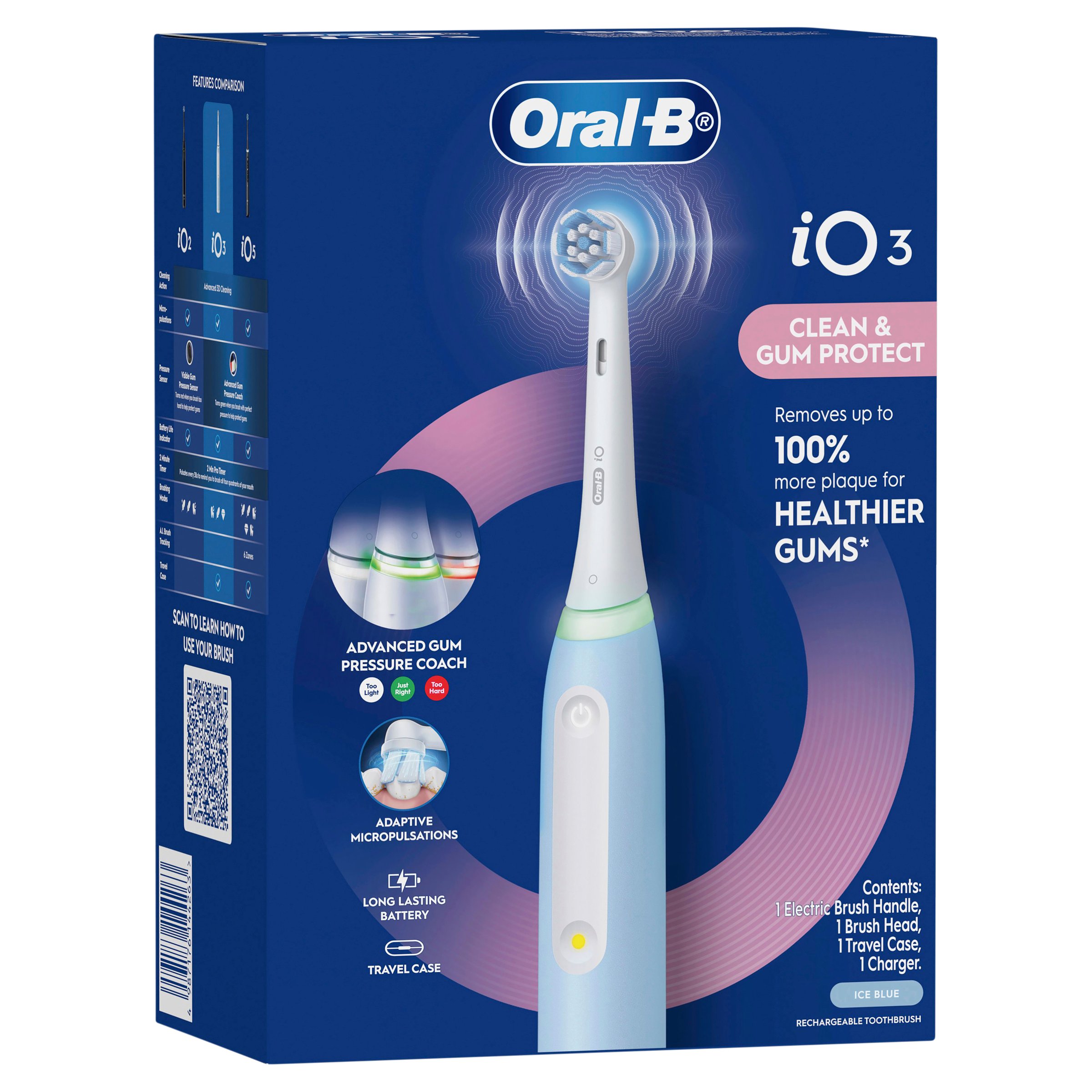 Oral-B iO 3 Clean & Gum Protect Ice Blue Electric Toothbrush 1 each - Image 5