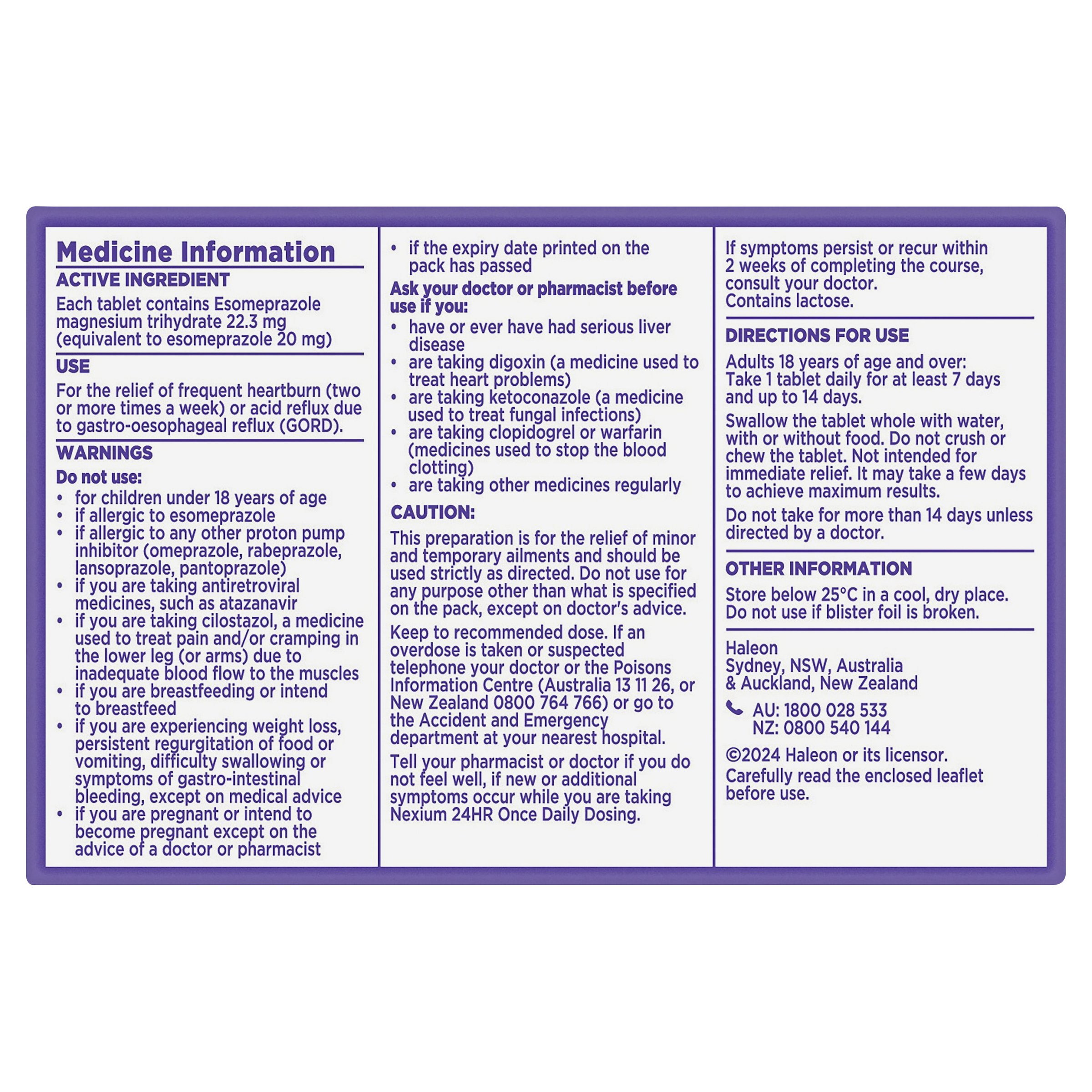 Nexium 24HR 20mg - 14 tablets - Image 2