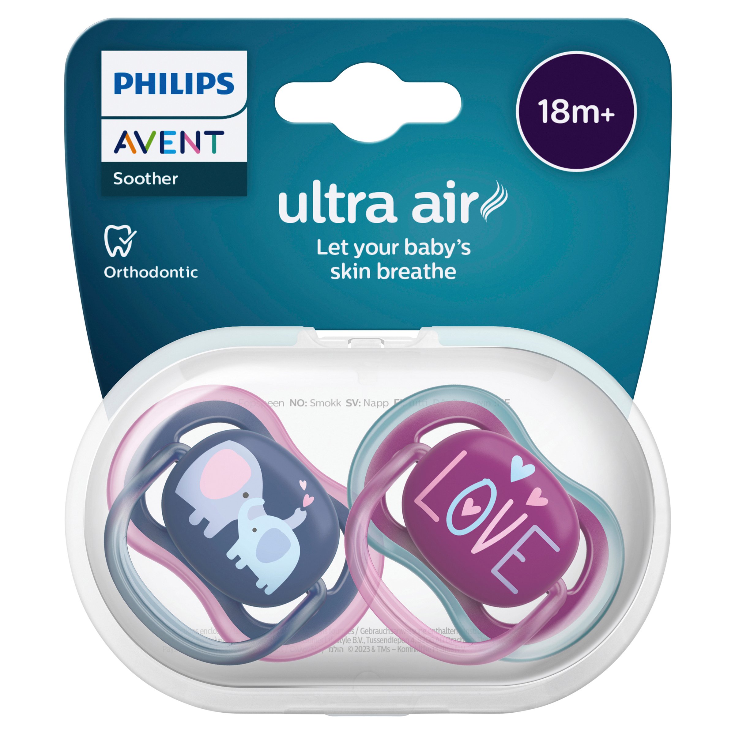 Avent Ultra Air Soother, 18+ Months, Deco Mixed 2 pack - Image 1