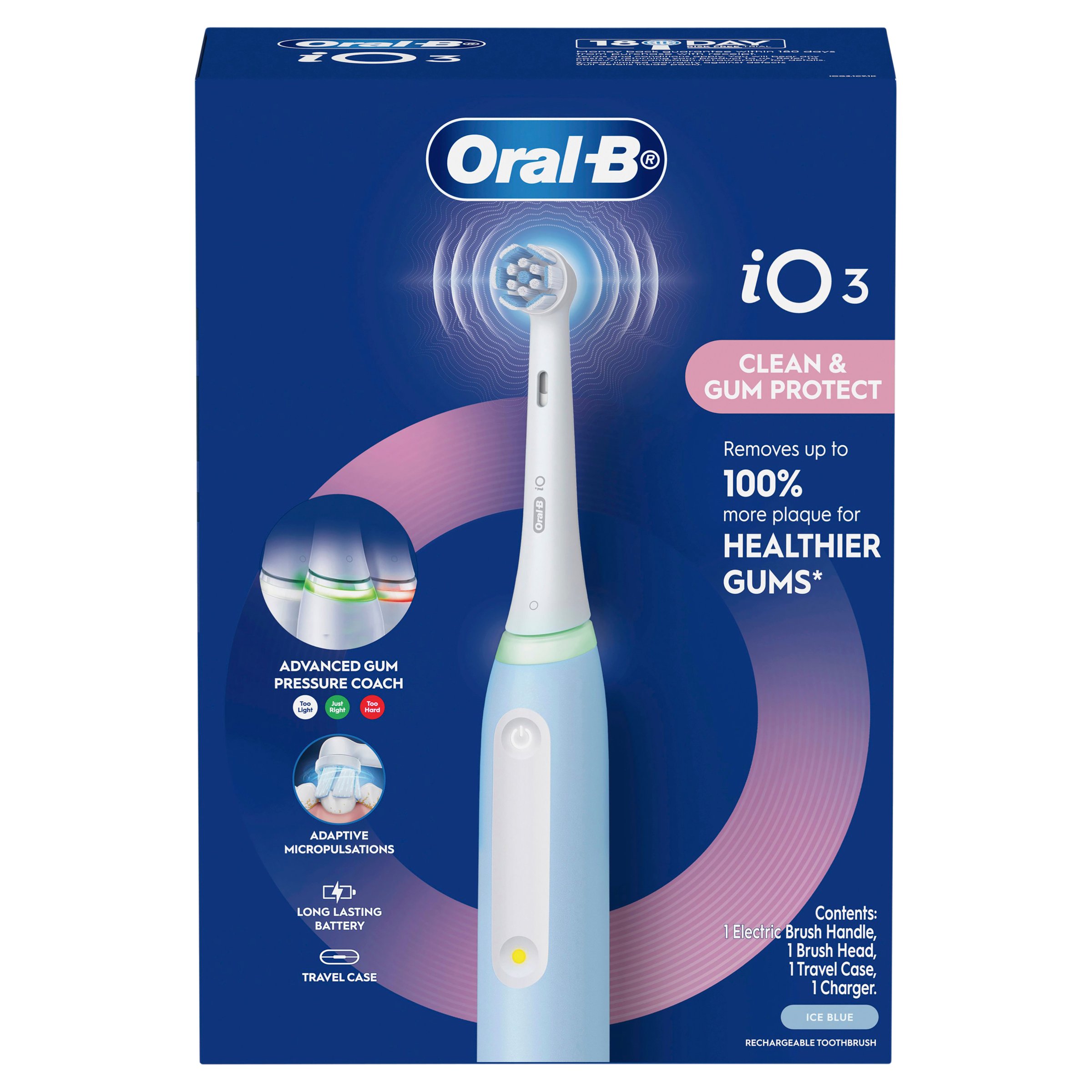 Oral-B iO 3 Clean & Gum Protect Ice Blue Electric Toothbrush 1 each - Image 1