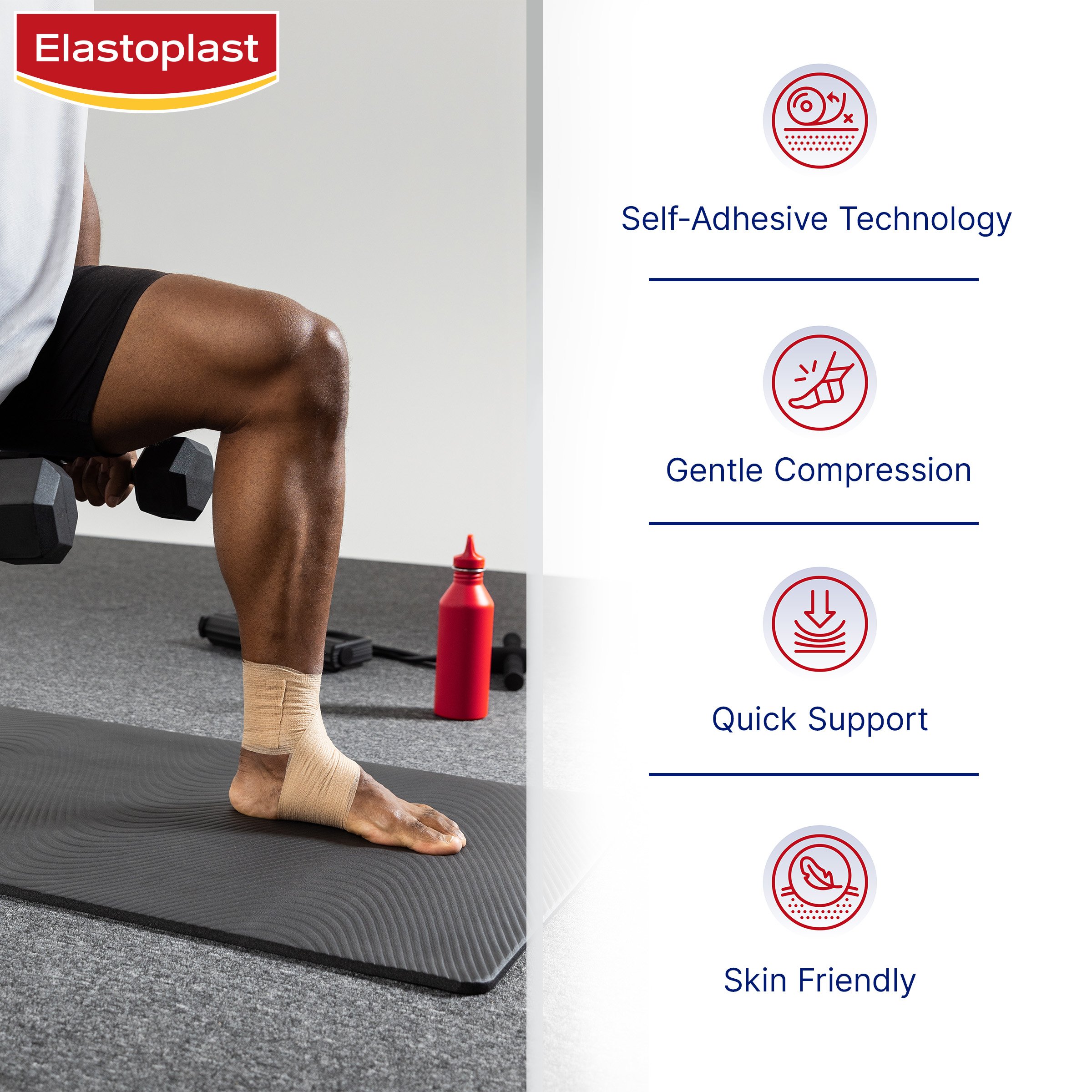 Elastoplast Sport Cohesive Bandage Flesh Tan 7.5cm X 4.5m 1 roll - Image 8