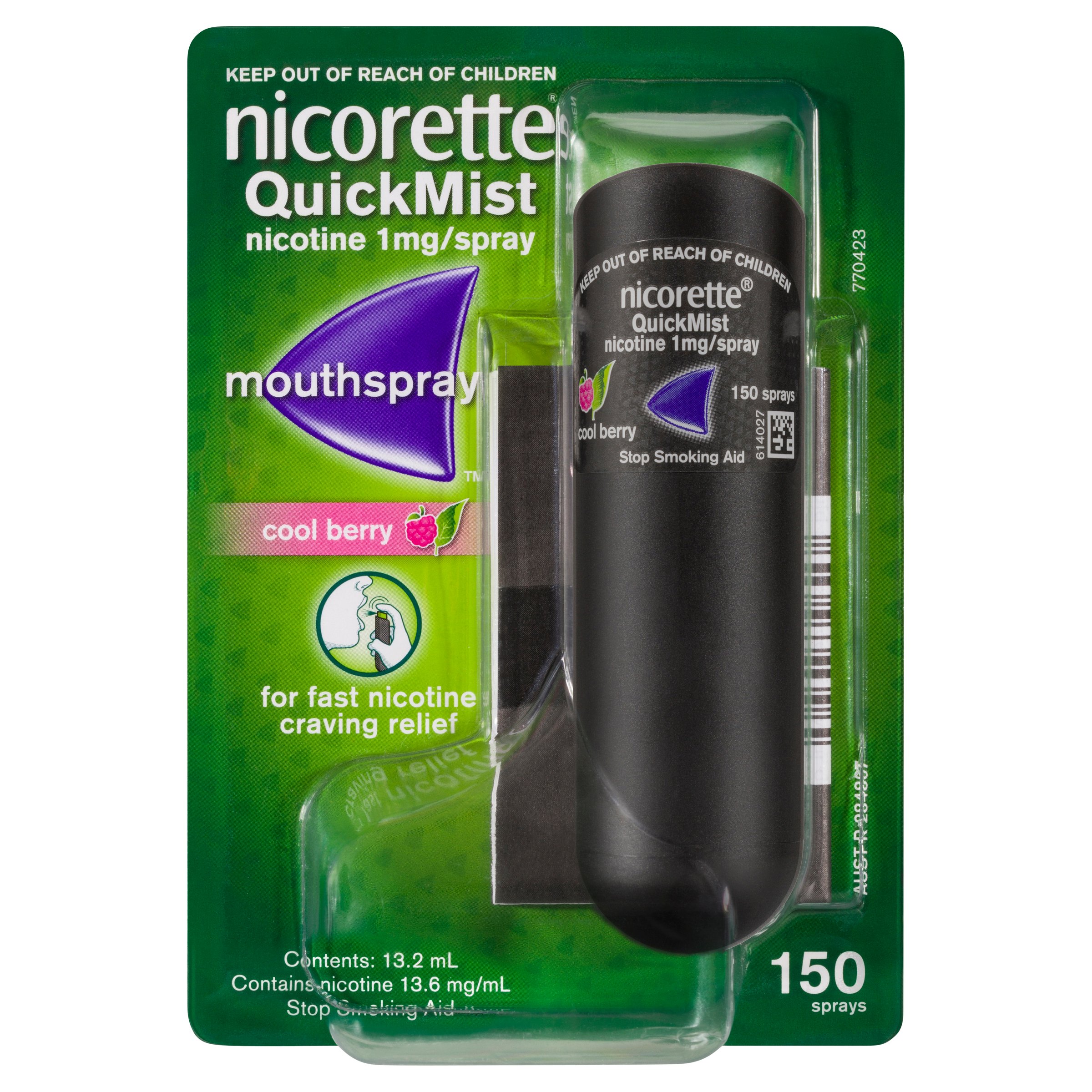 Nicorette Quick Mist Mouth Spray Cool Berry 1mg - 150 Doses - Image 1