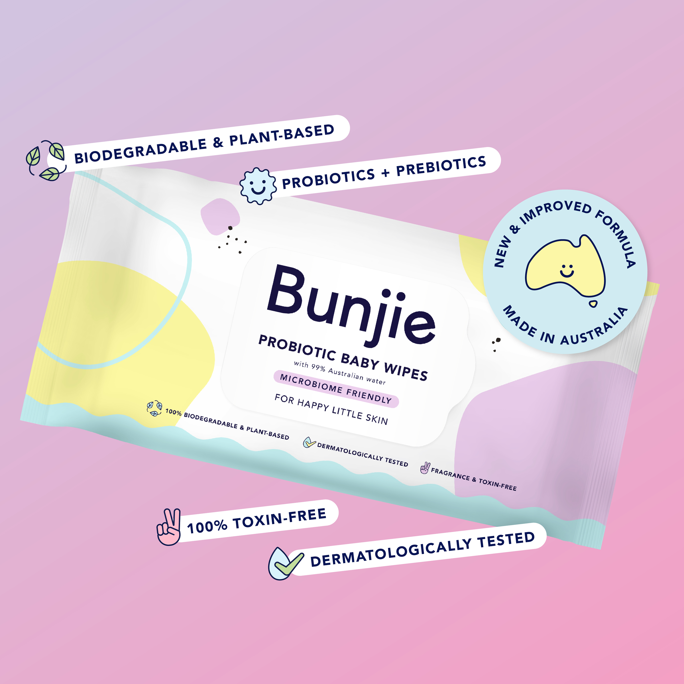 Bunjie Probiotic Baby Wipes 80 pack - Image 3