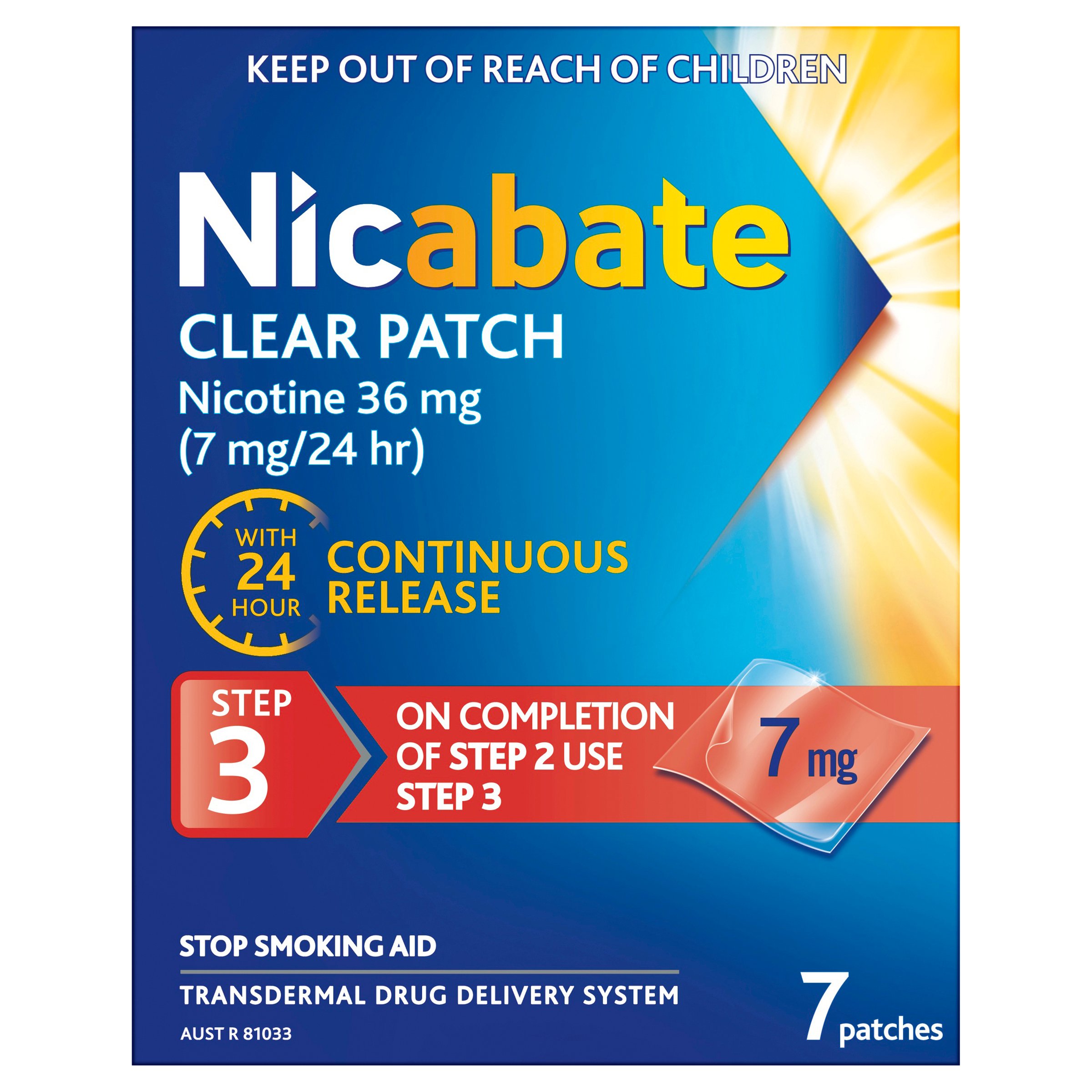 Nicabate Clear Patch 7mg Step 3 - 7 patches - Image 1