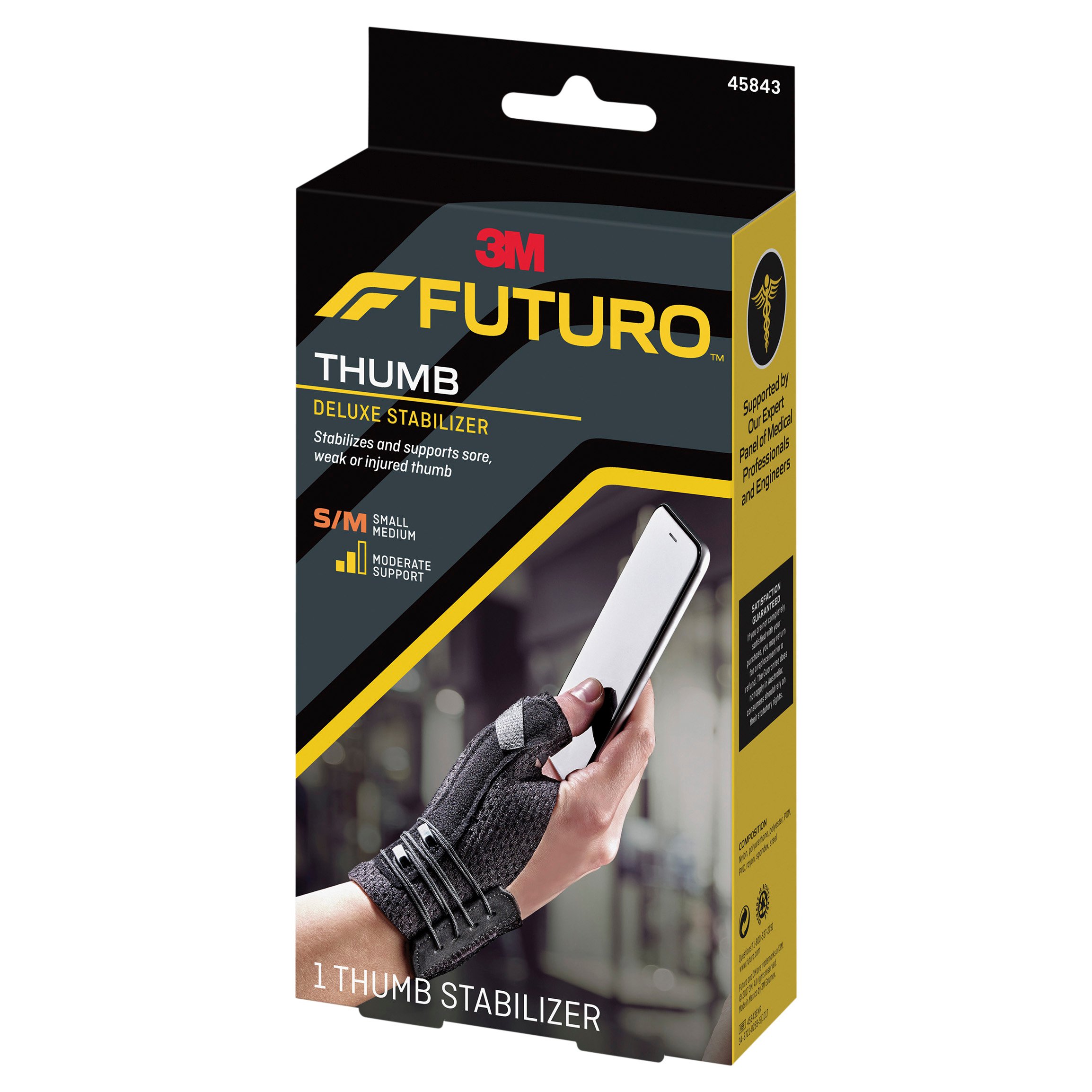 Futuro Deluxe Thumb Stabiliser Small/Medium Black 1 each - Image 2