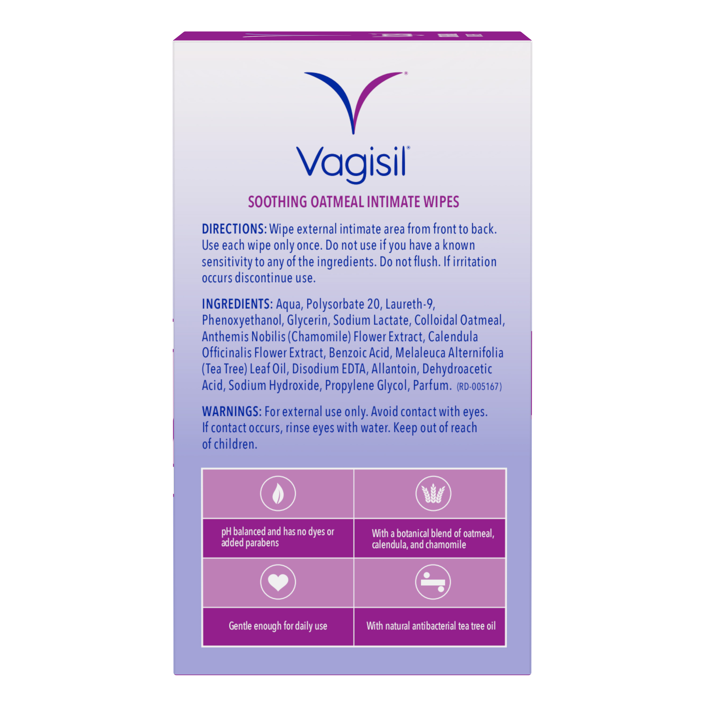 Vagisil Soothing Oatmeal Wipes 12pk - Image 2