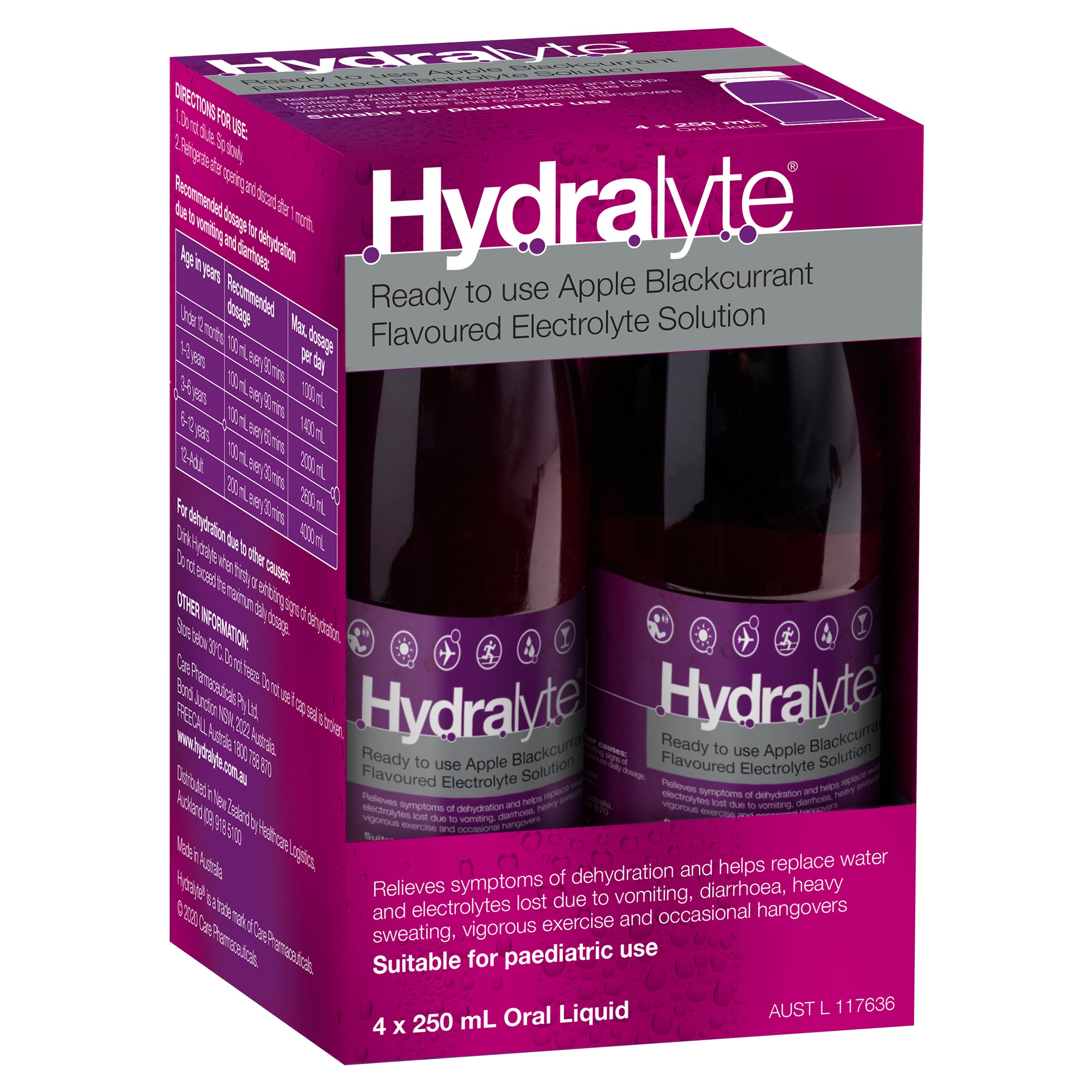 Hydralyte Ready to Use Liquid Apple/Blackcurrant Flavoured 250ml - 4 pack - Image 9