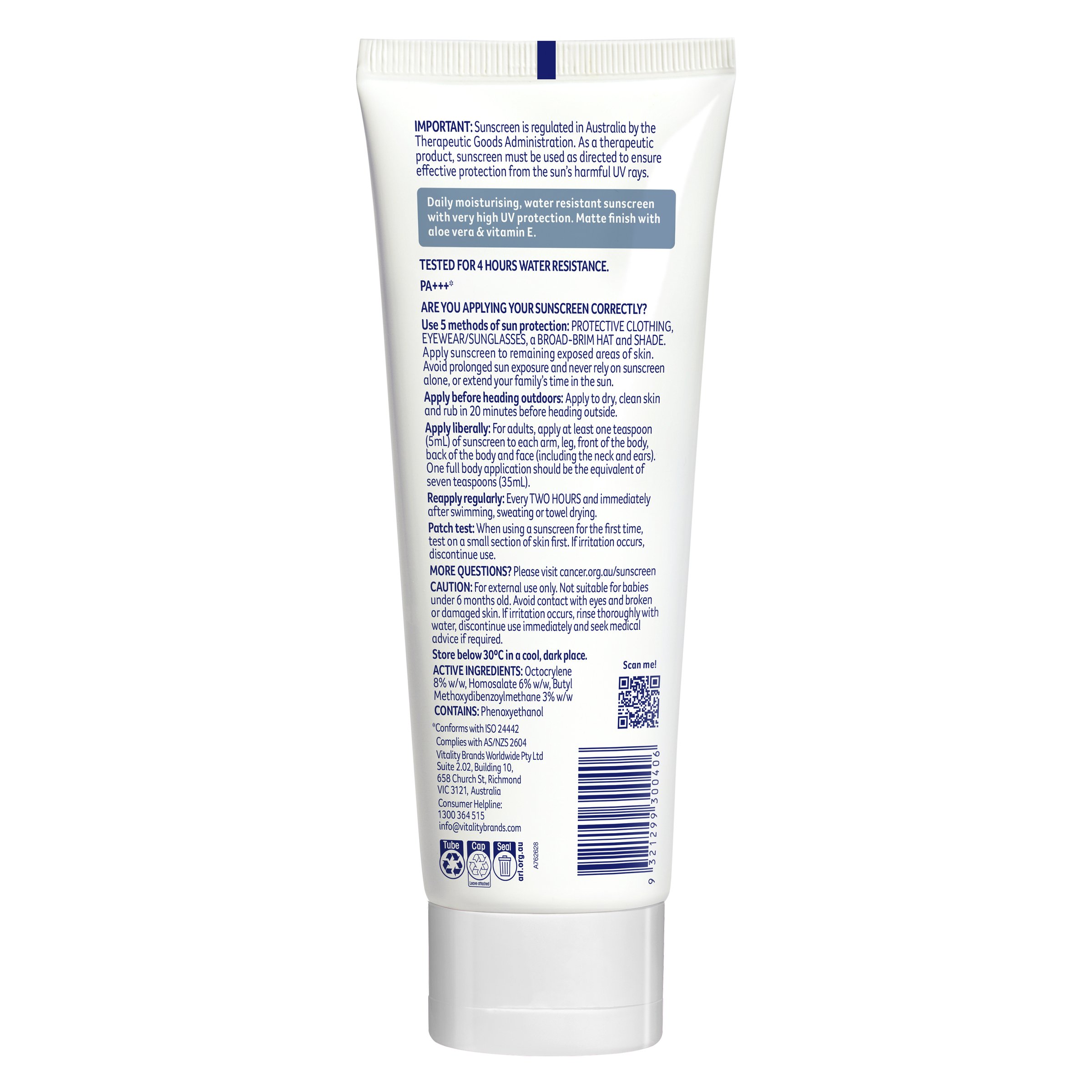 Cancer Council Face & Body Moisturiser SPF50+ Water Resistant 150ml - Image 2