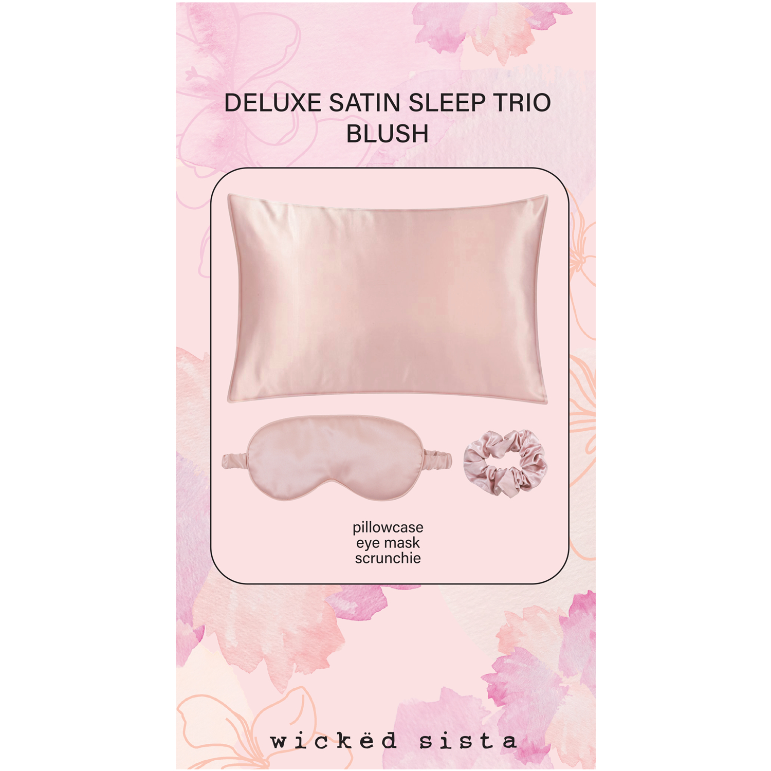 Wicked Sista Deluxe Satin Sleep Trio Blush Pink 1 each - Image 1