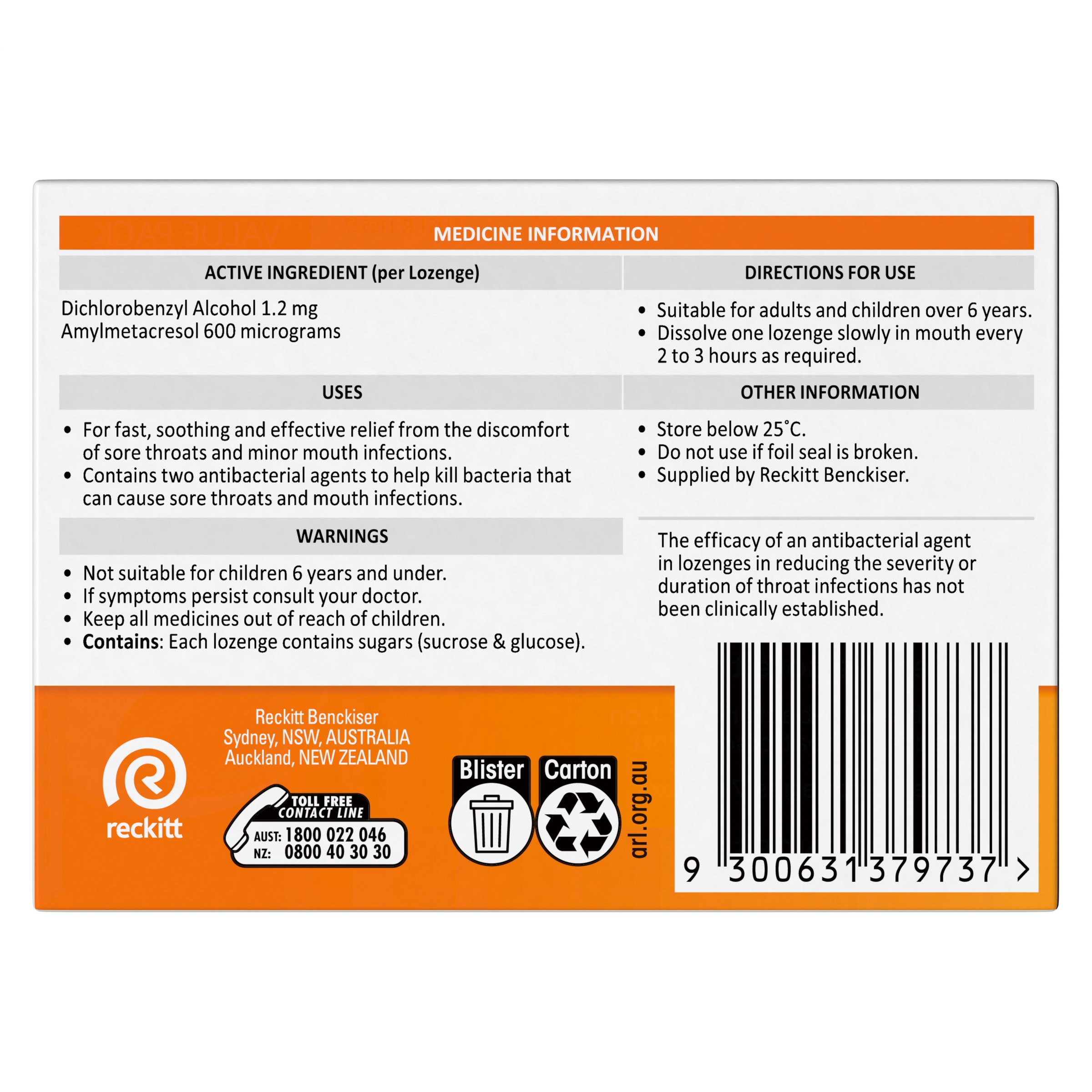 Strepsils Orange Double Antibacterial Action 36 lozenges - Image 2