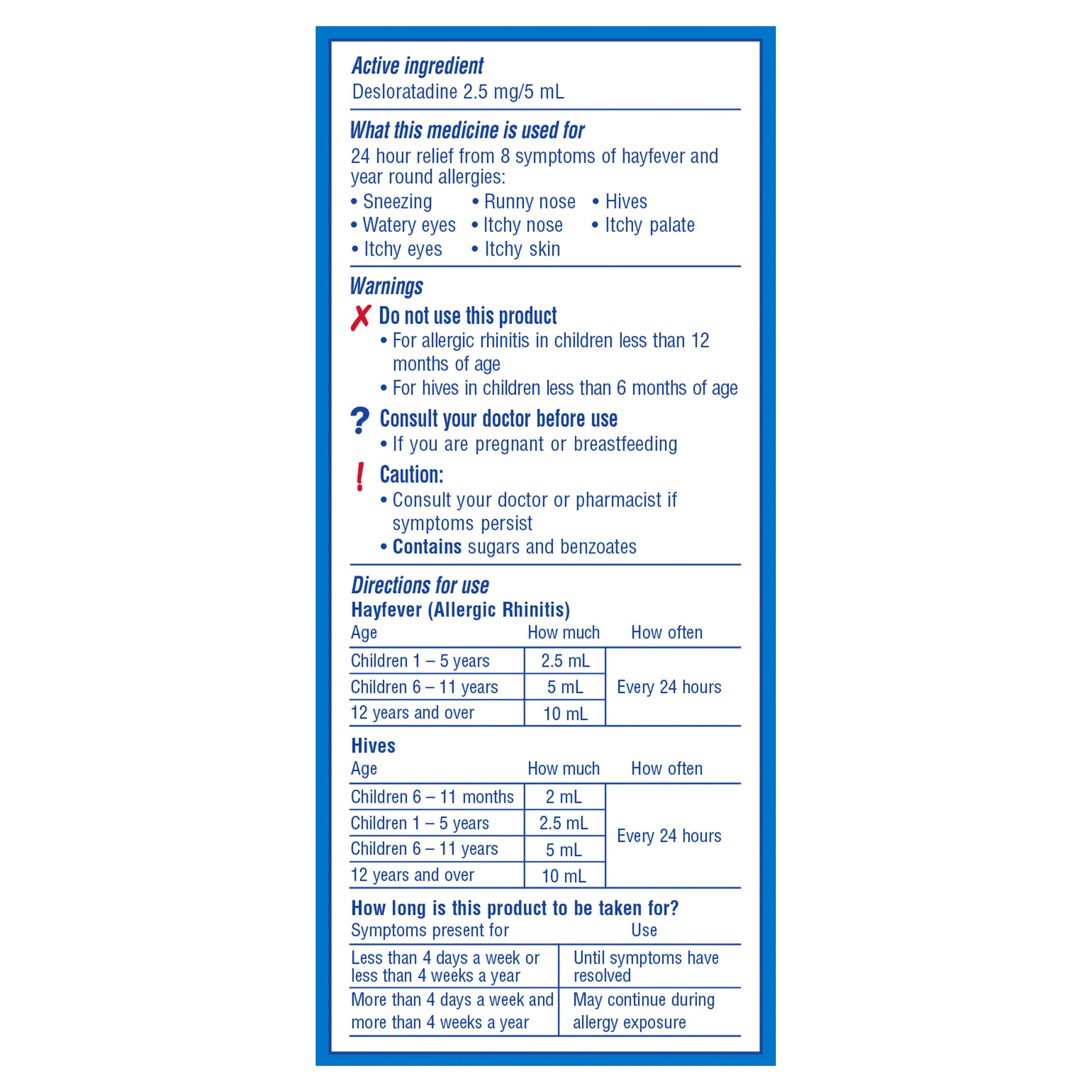 Claratyne Children's Desloratadine Hayfever & Allergy Relief 60ml Syrup - Image 2