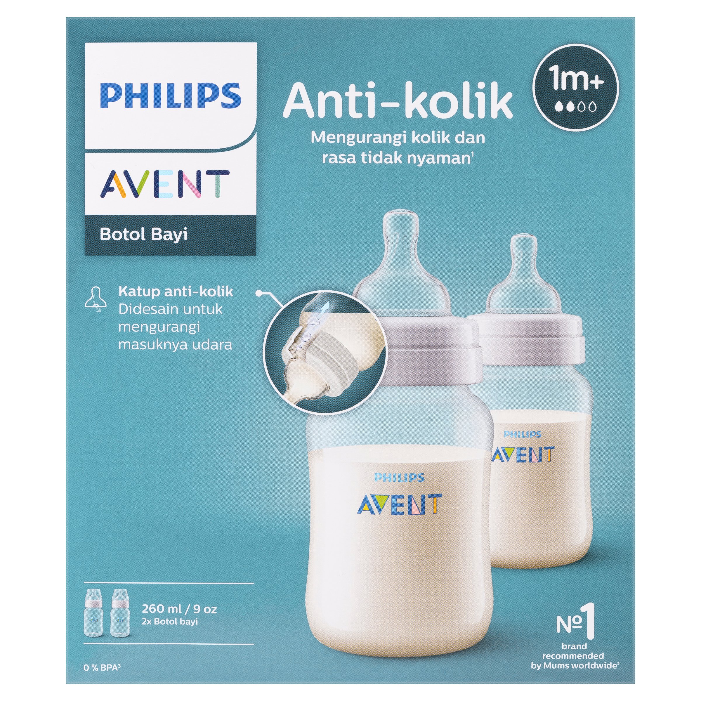 Avent Anti-Colic Feeding Bottle 260ml - 2 pack - Image 2