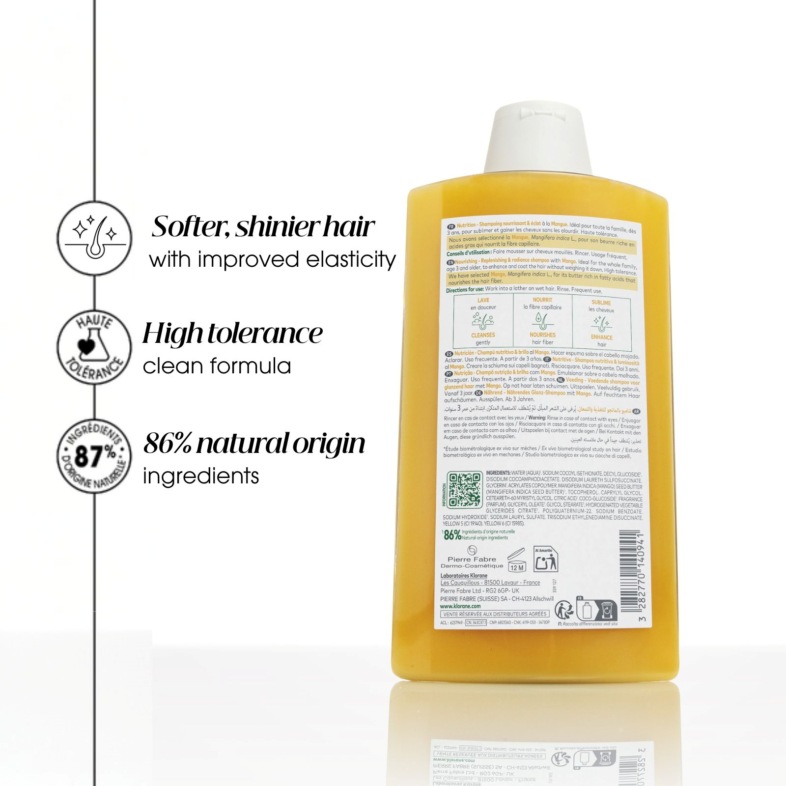 Klorane Nourishing Shampoo with Mango Butter 400ml - Image 3