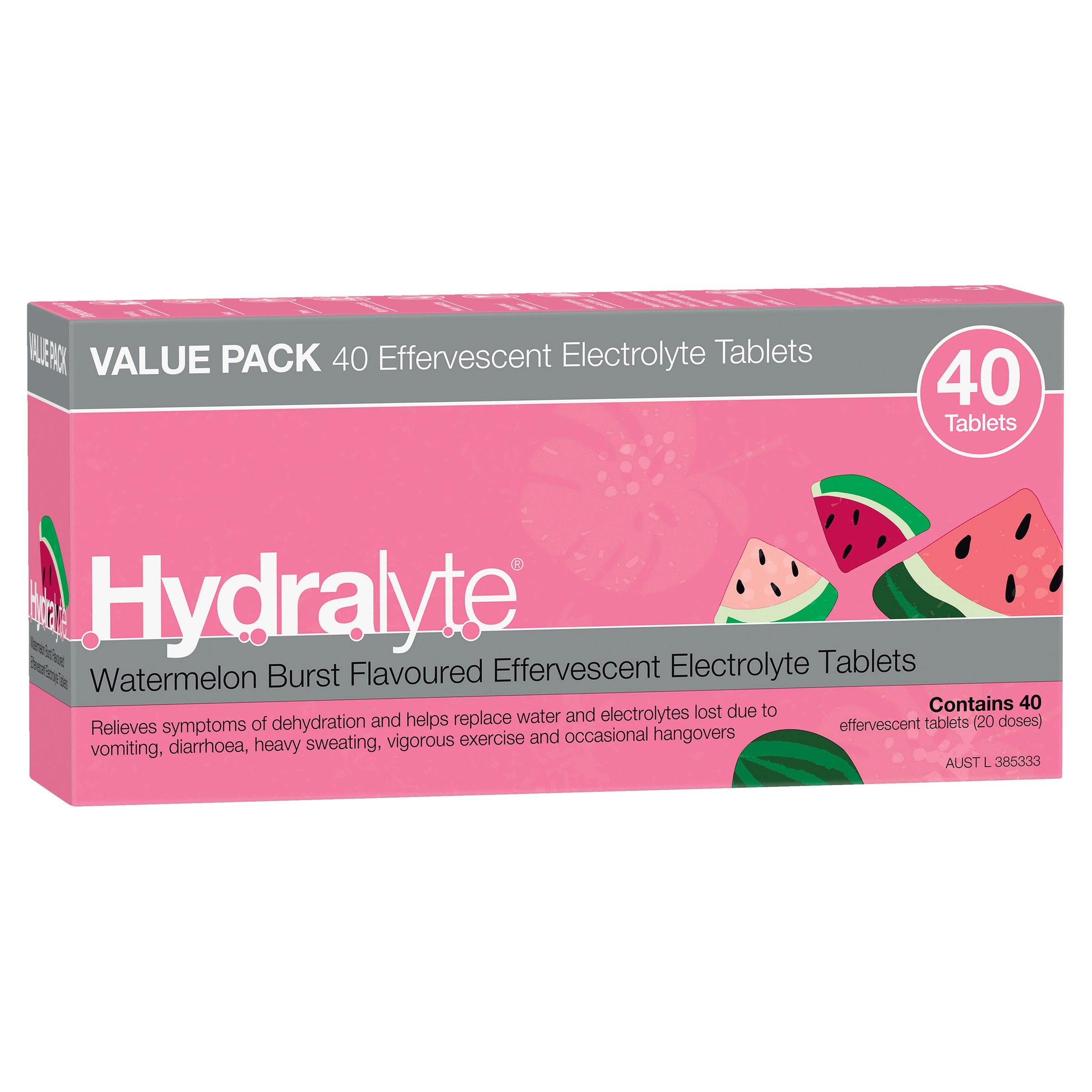 Hydralyte Watermelon Burst Flavoured Effervescent Electrolyte 40 tablets - Image 9