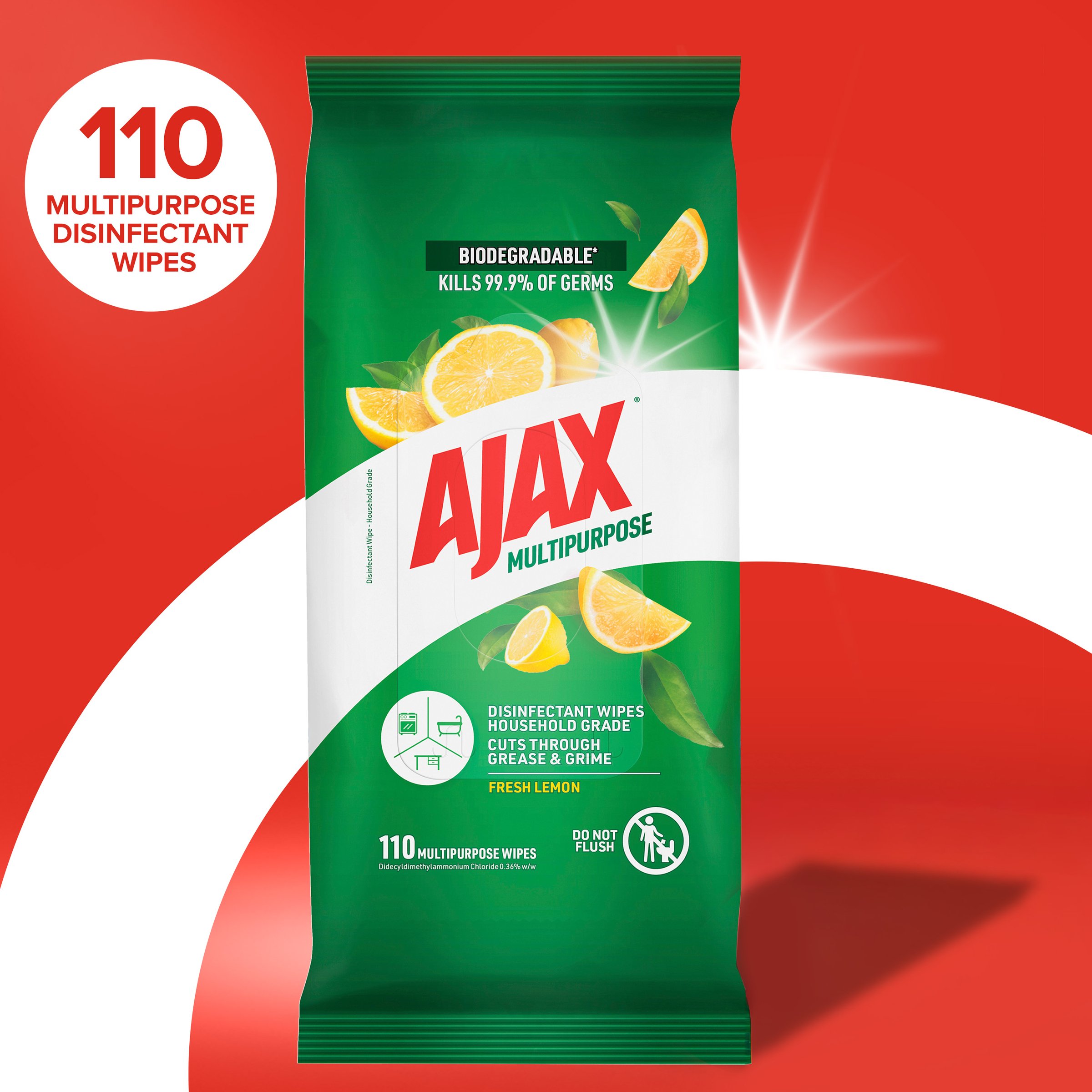 Ajax Antibac Lemon Wipes Misc 110 pack - Image 4