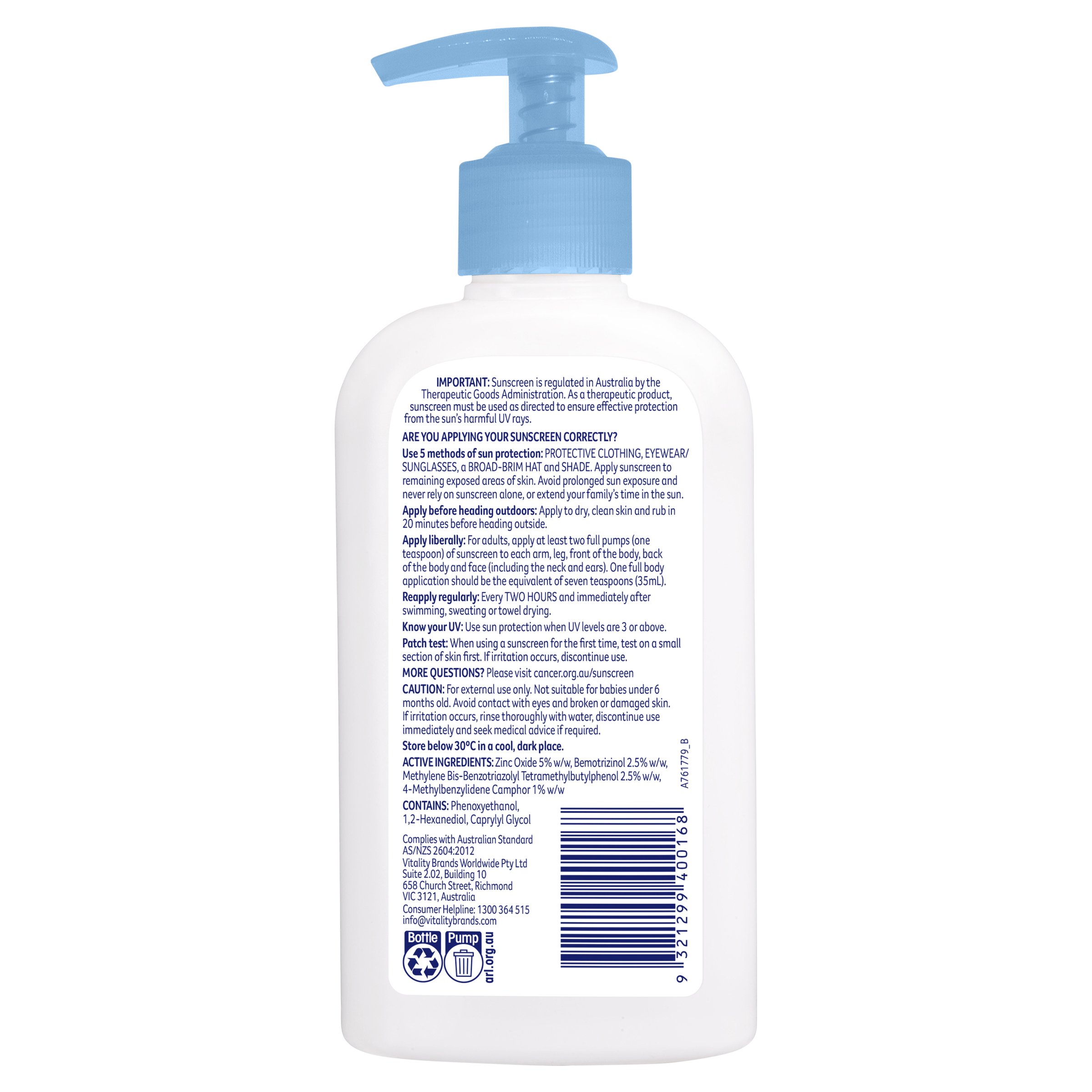 Cancer Council Sensitive Pump Sunscreen SPF50 - 200ml - Image 2