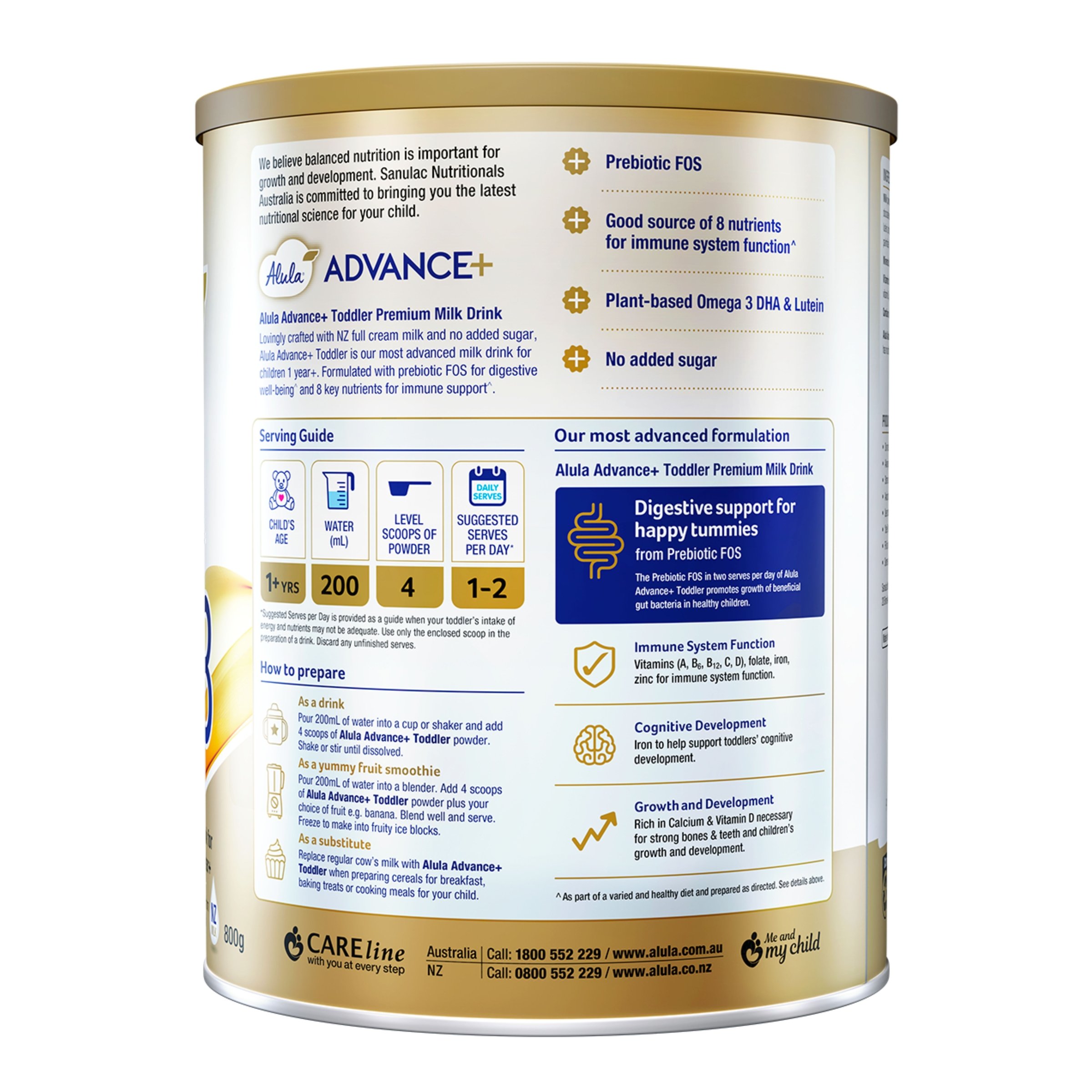 Alula Advance+ Stage 3 Toddler Milk Drink 1 Year+ 800g - Image 3
