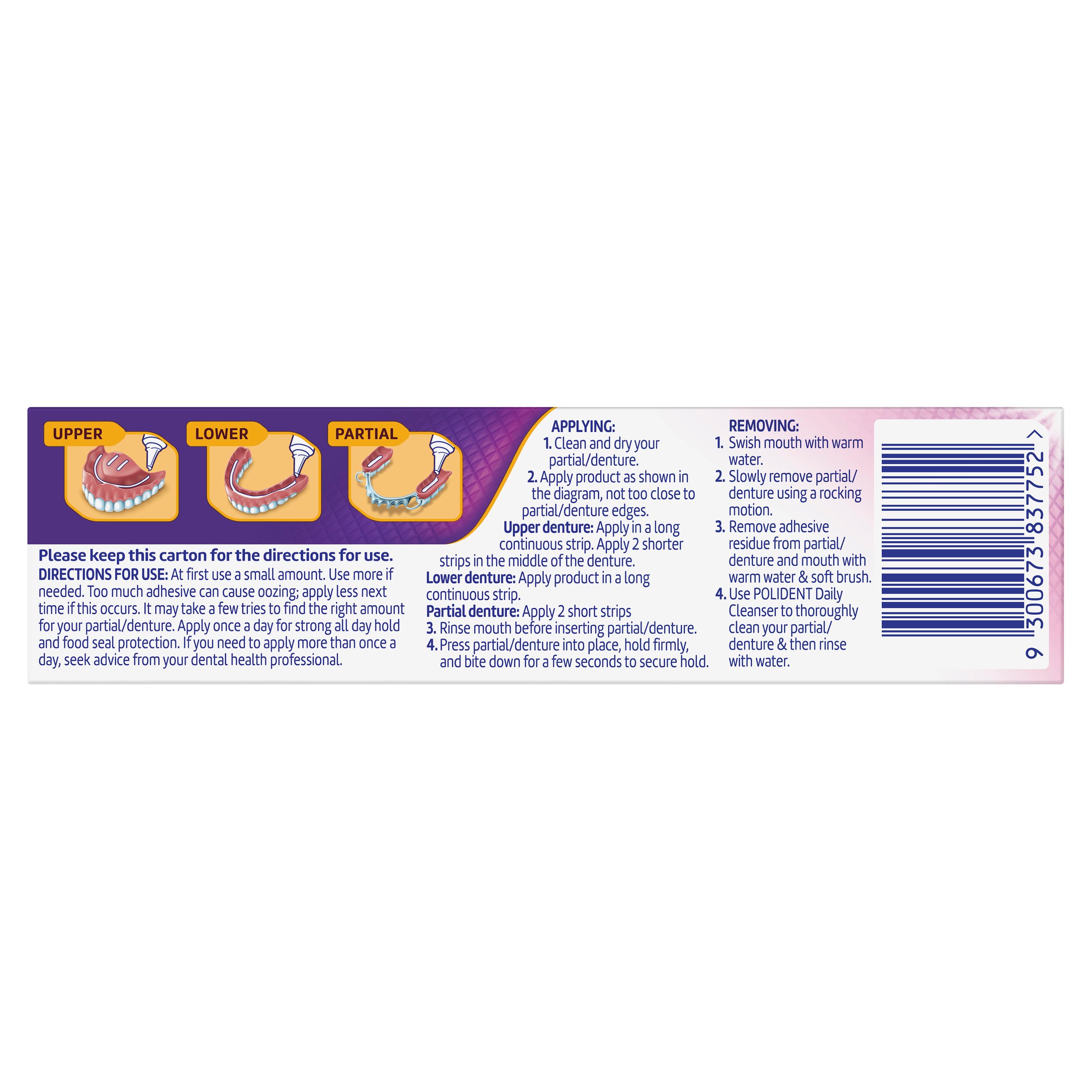 Polident Max Seal Denture Adhesive Cream 40g - Image 2