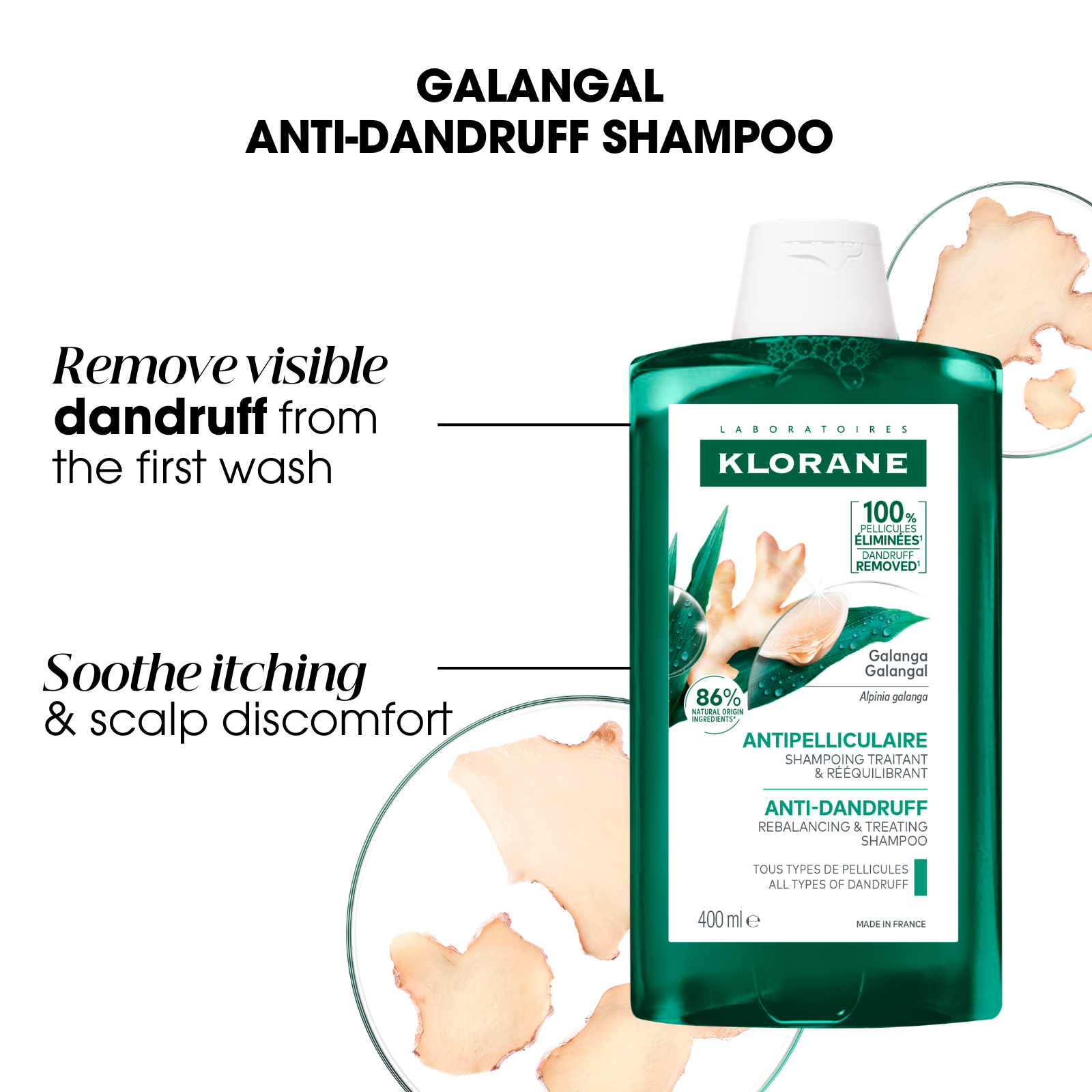 Klorane Anti-Dandruff Rebalancing Shampoo Galangal 400ml - Image 9