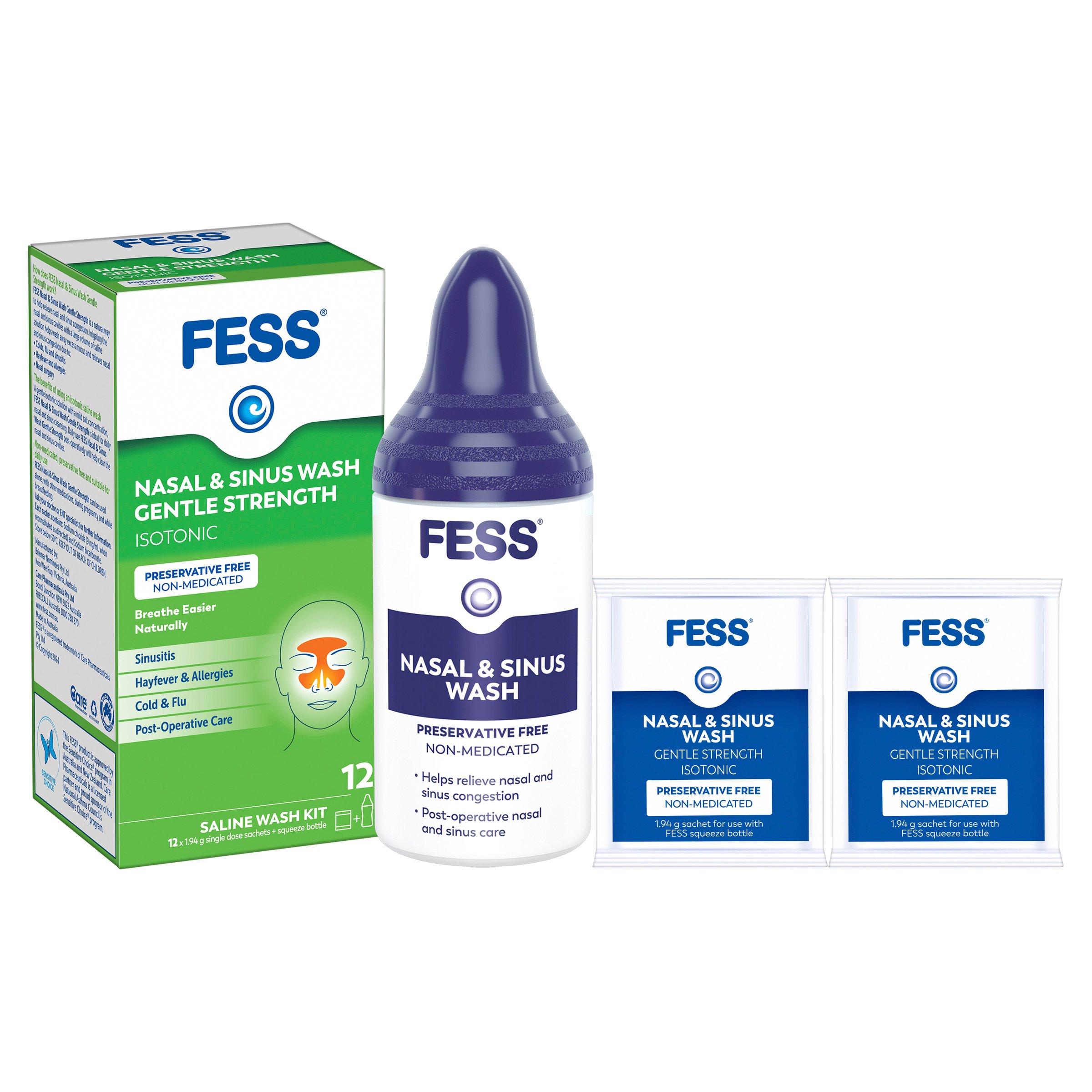 Fess Nasal & Sinus Wash Kit Gentle Strength 12 sachets - Image 7