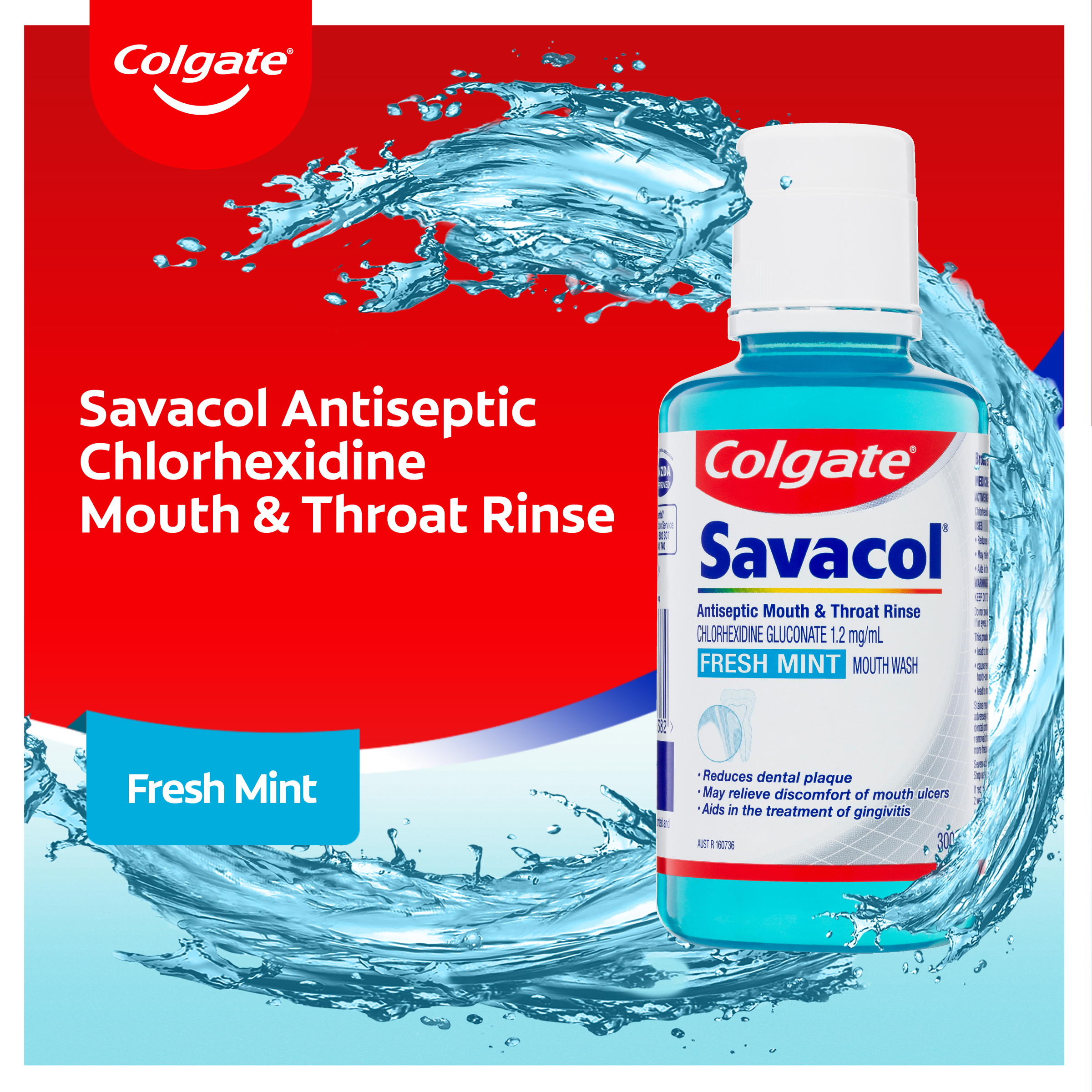 Colgate Savacol Mouth Rinse Fresh Mint 300ml - Image 4