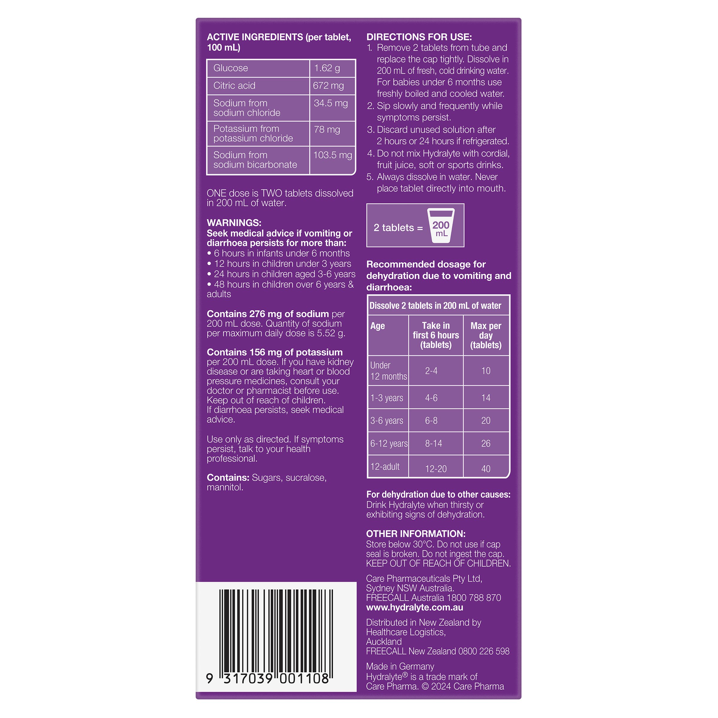 Hydralyte Effervescent Apple/Blackcurrant 40 tablets - Image 2