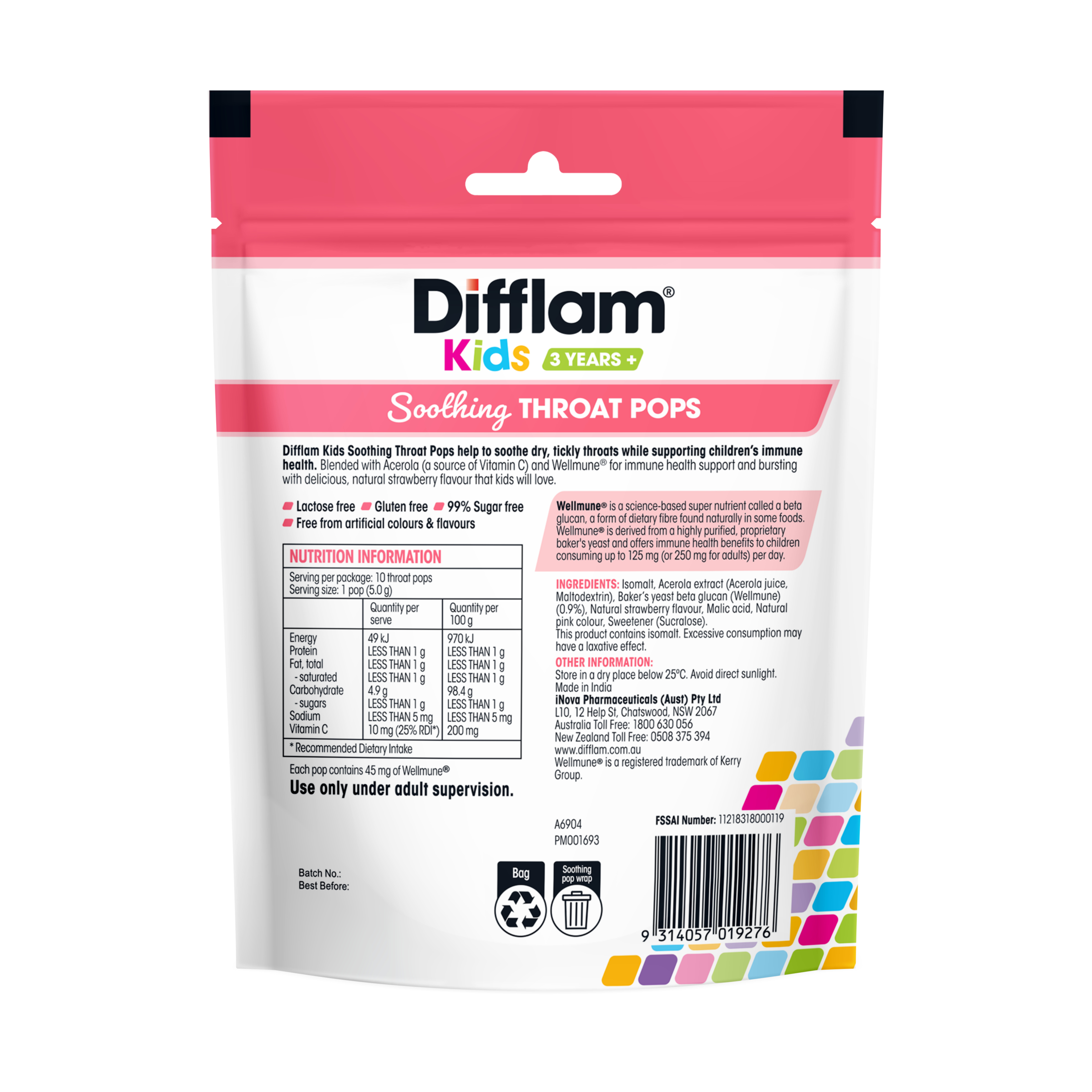 Difflam Kids Pops Strawberry 10 lozenges - Image 2